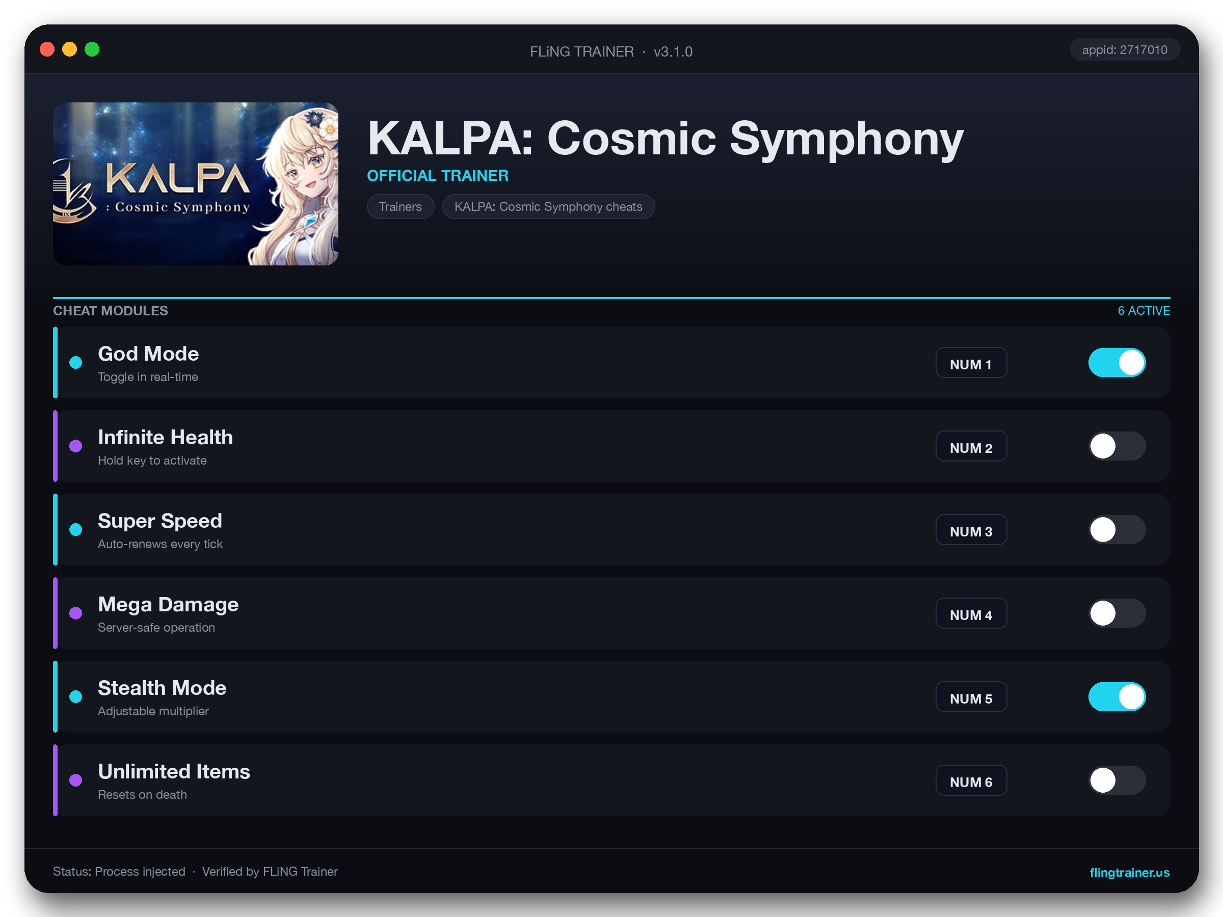 KALPA: Cosmic Symphony Trainer interface