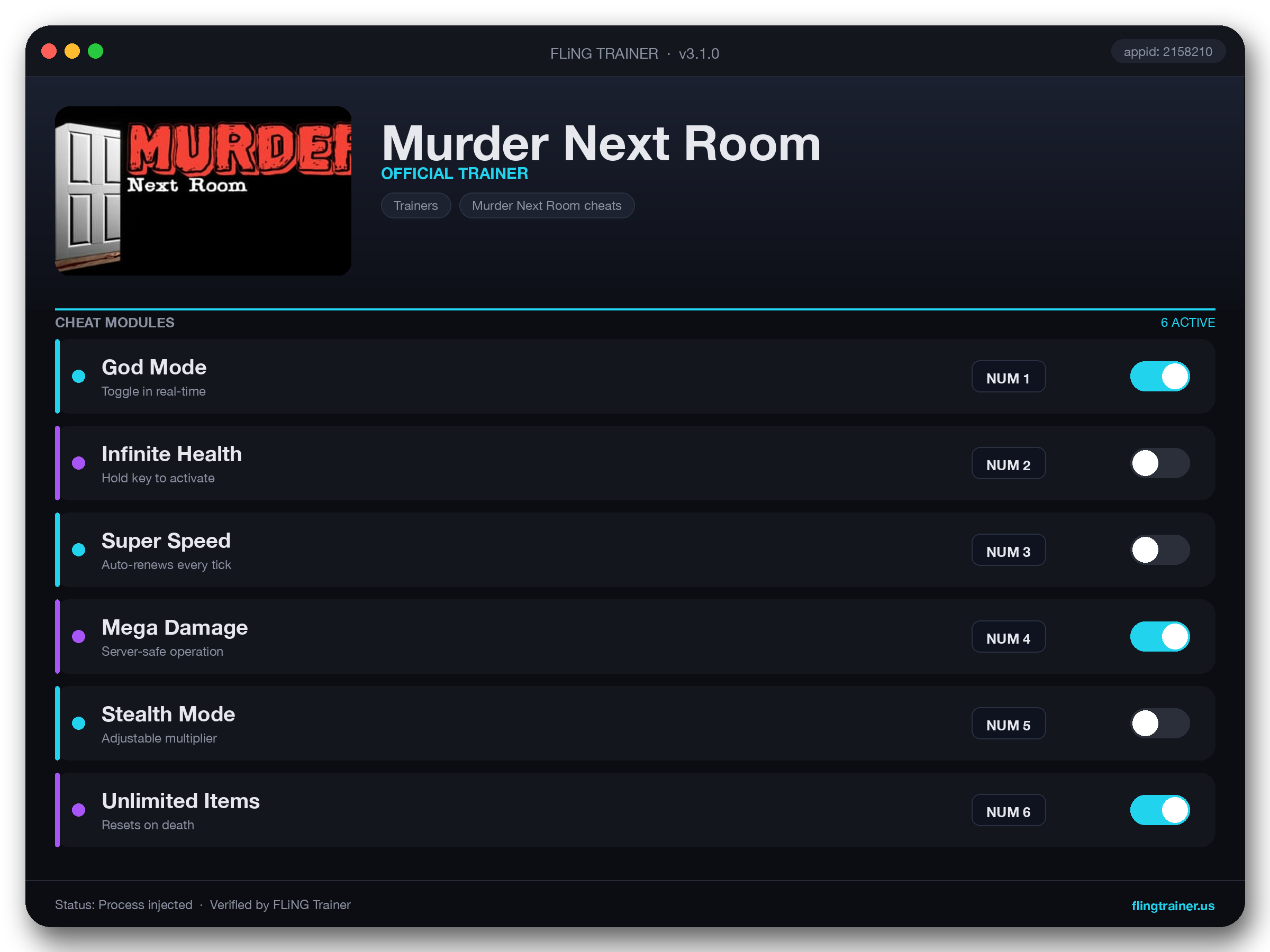 Murder Next Room Trainer interface
