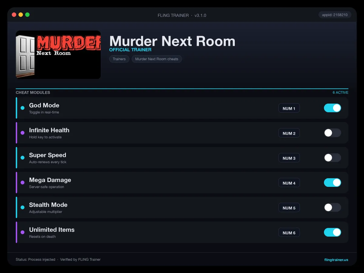 Murder Next Room Trainer interface