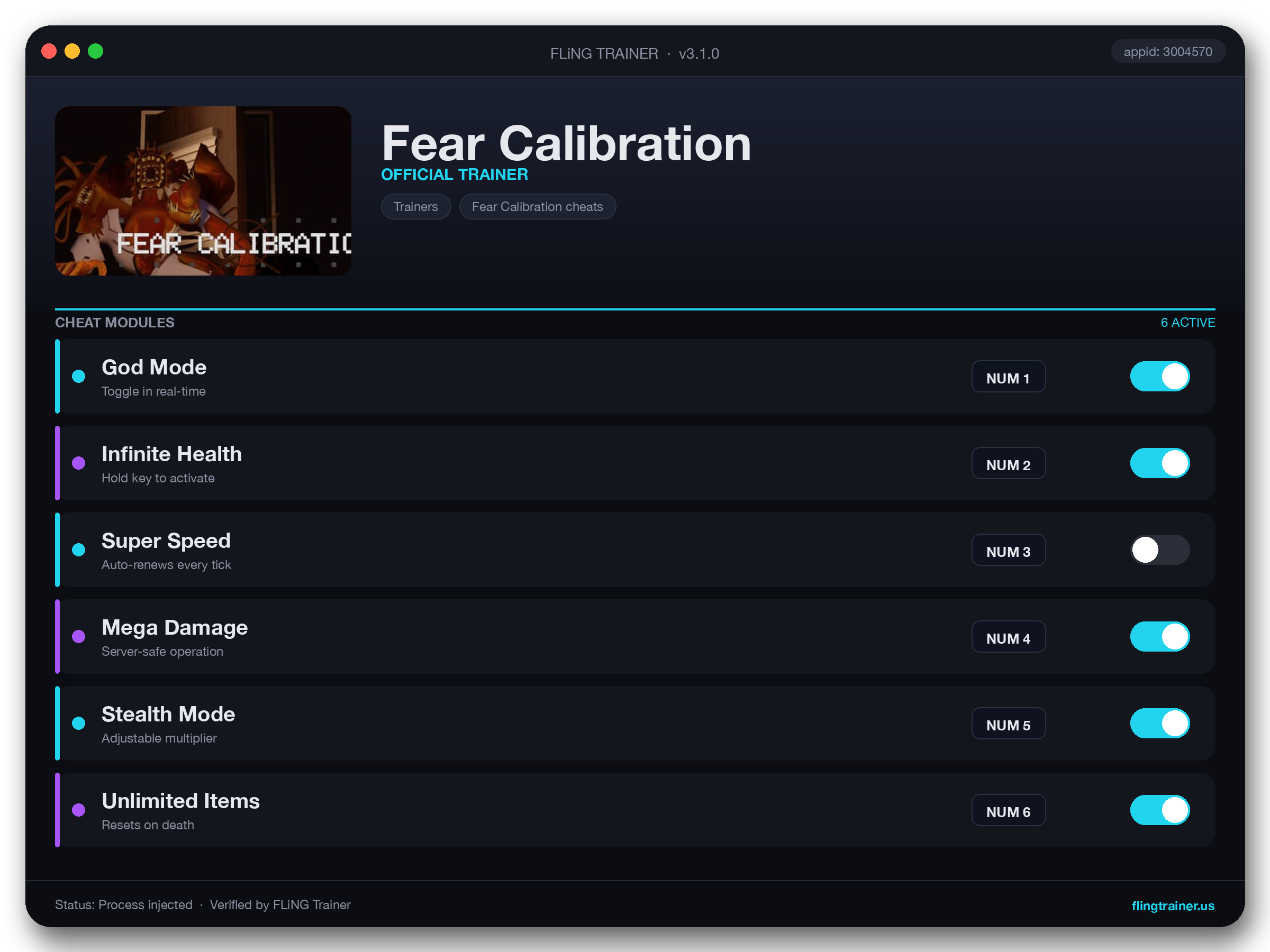 Fear Calibration Trainer interface