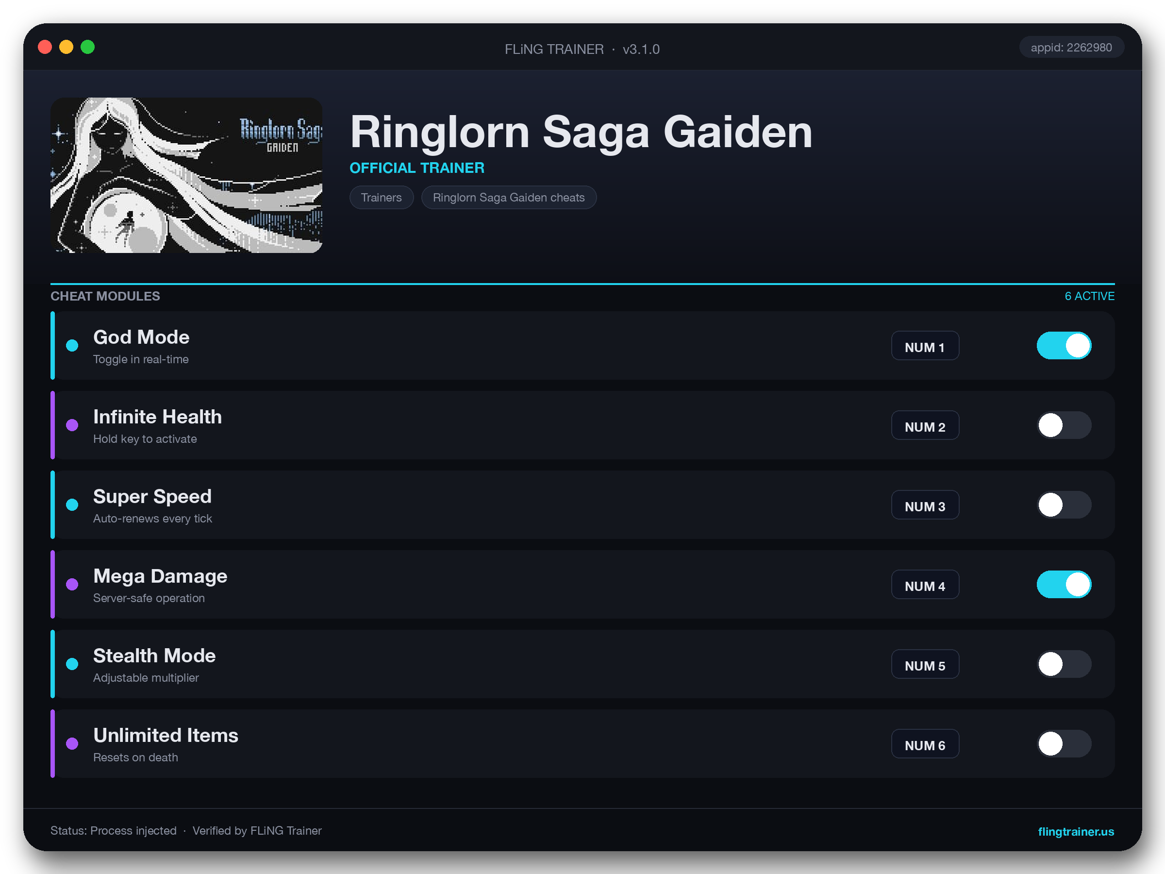 Ringlorn Saga Gaiden Trainer interface