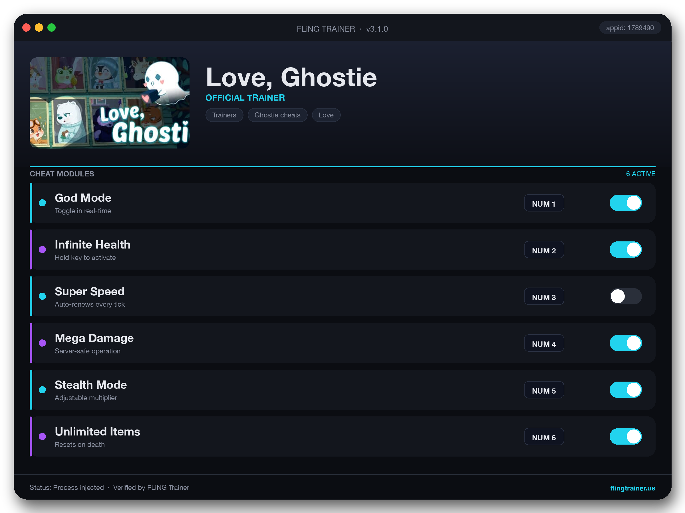 Love, Ghostie Trainer interface