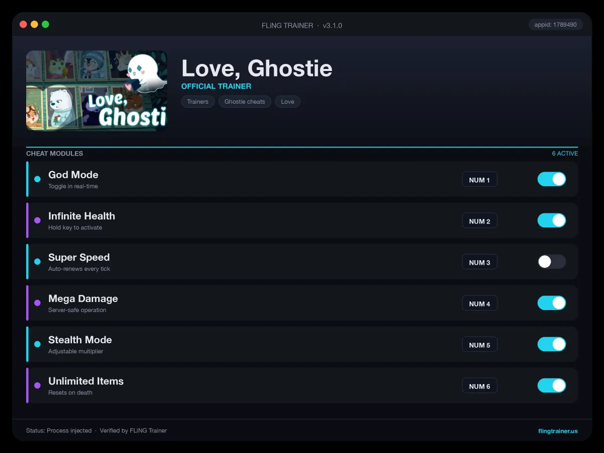 Love, Ghostie Trainer interface