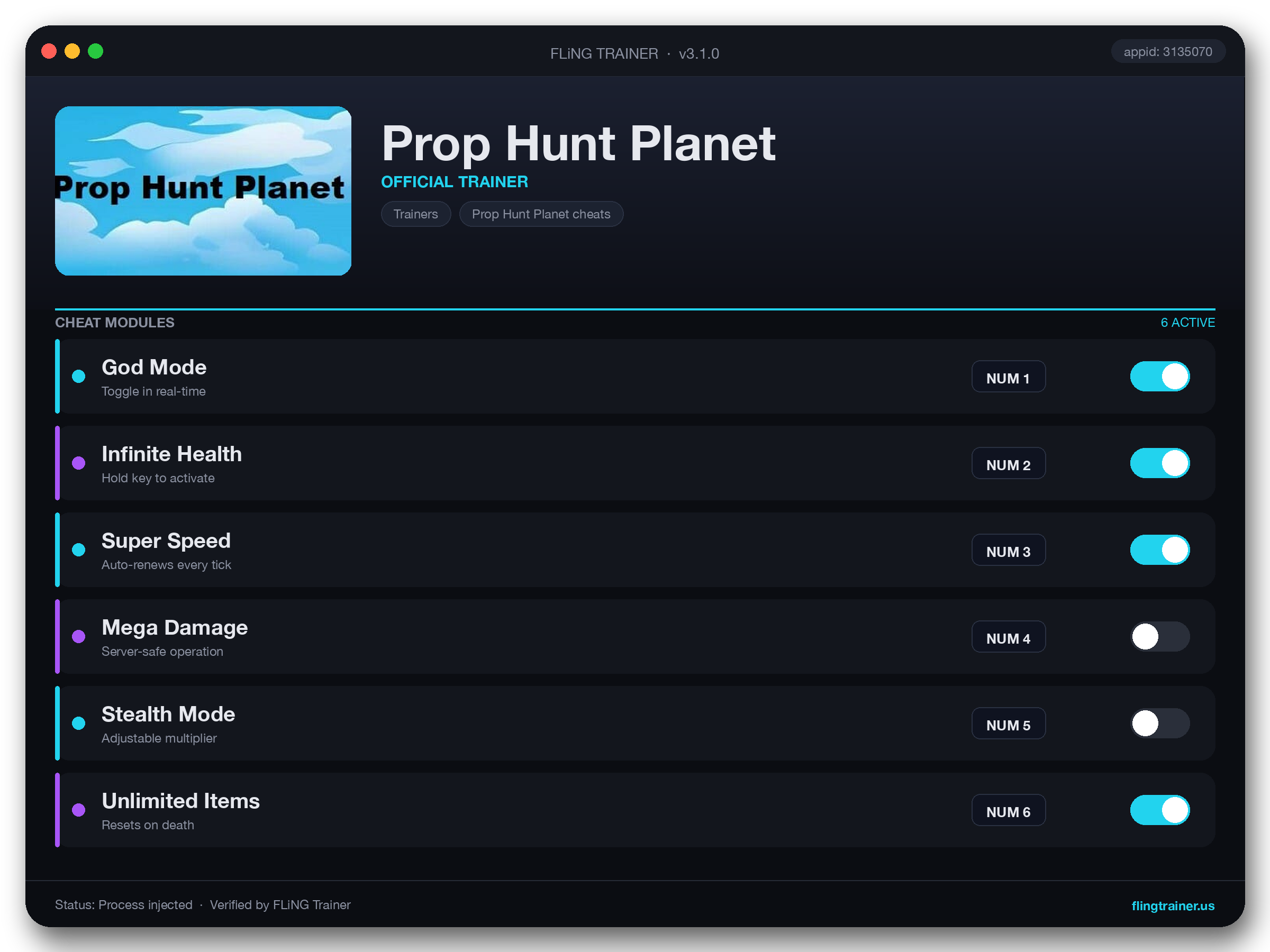 Prop Hunt Planet Trainer interface