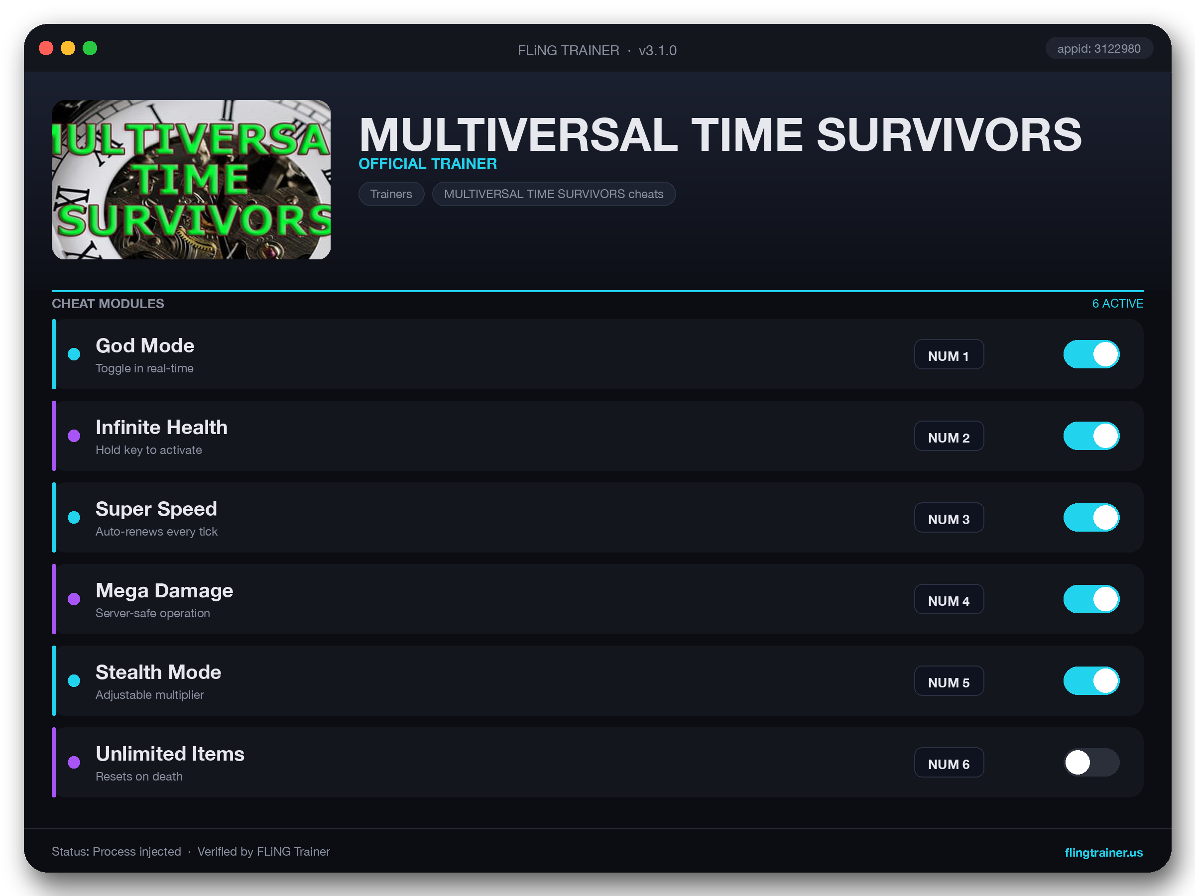 MULTIVERSAL TIME SURVIVORS Trainer interface