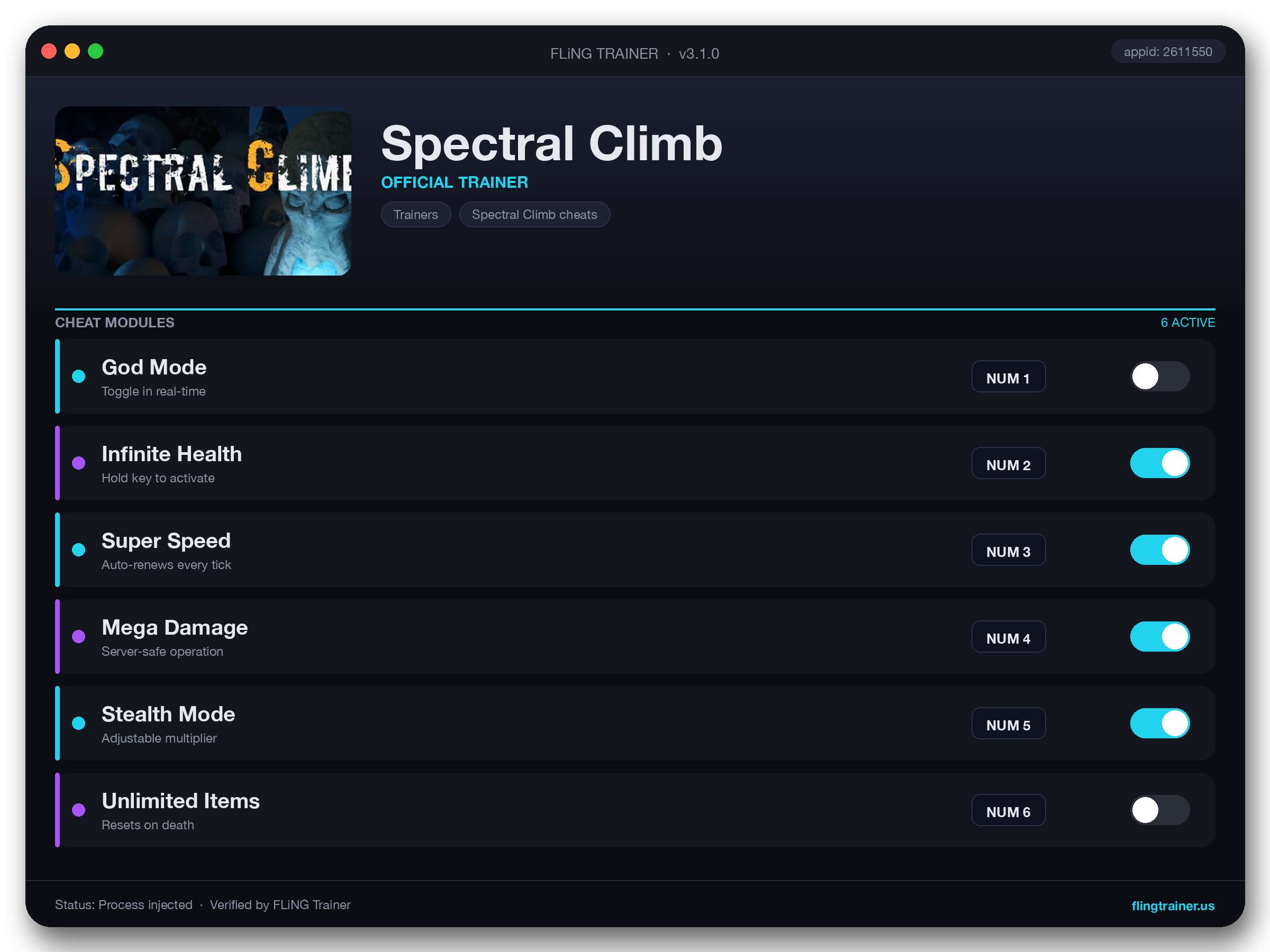 Spectral Climb Trainer interface