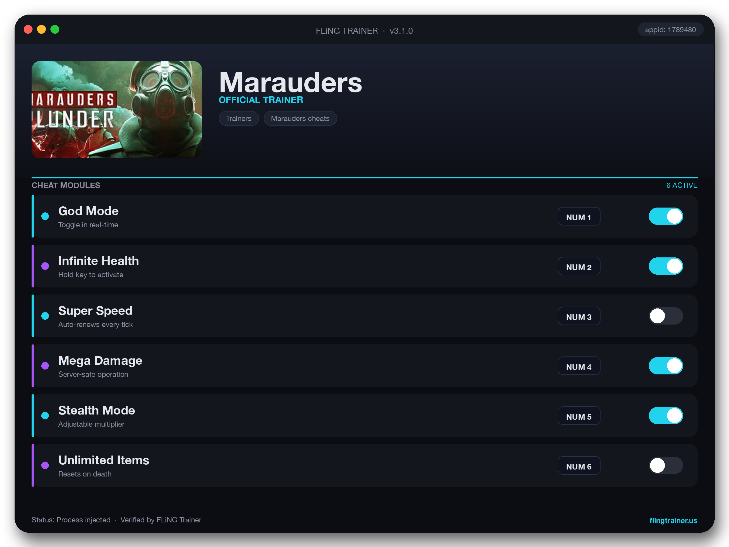 Marauders Trainer interface