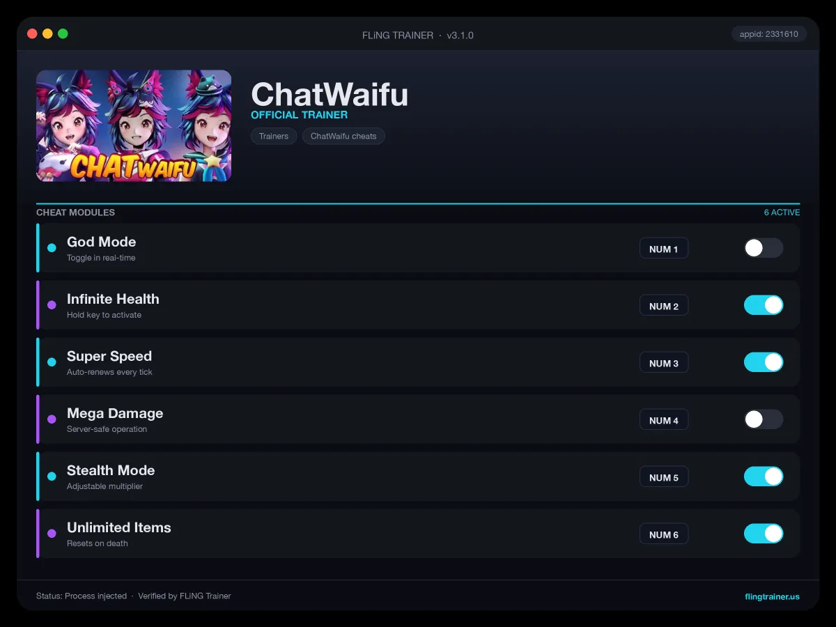 ChatWaifu Trainer interface