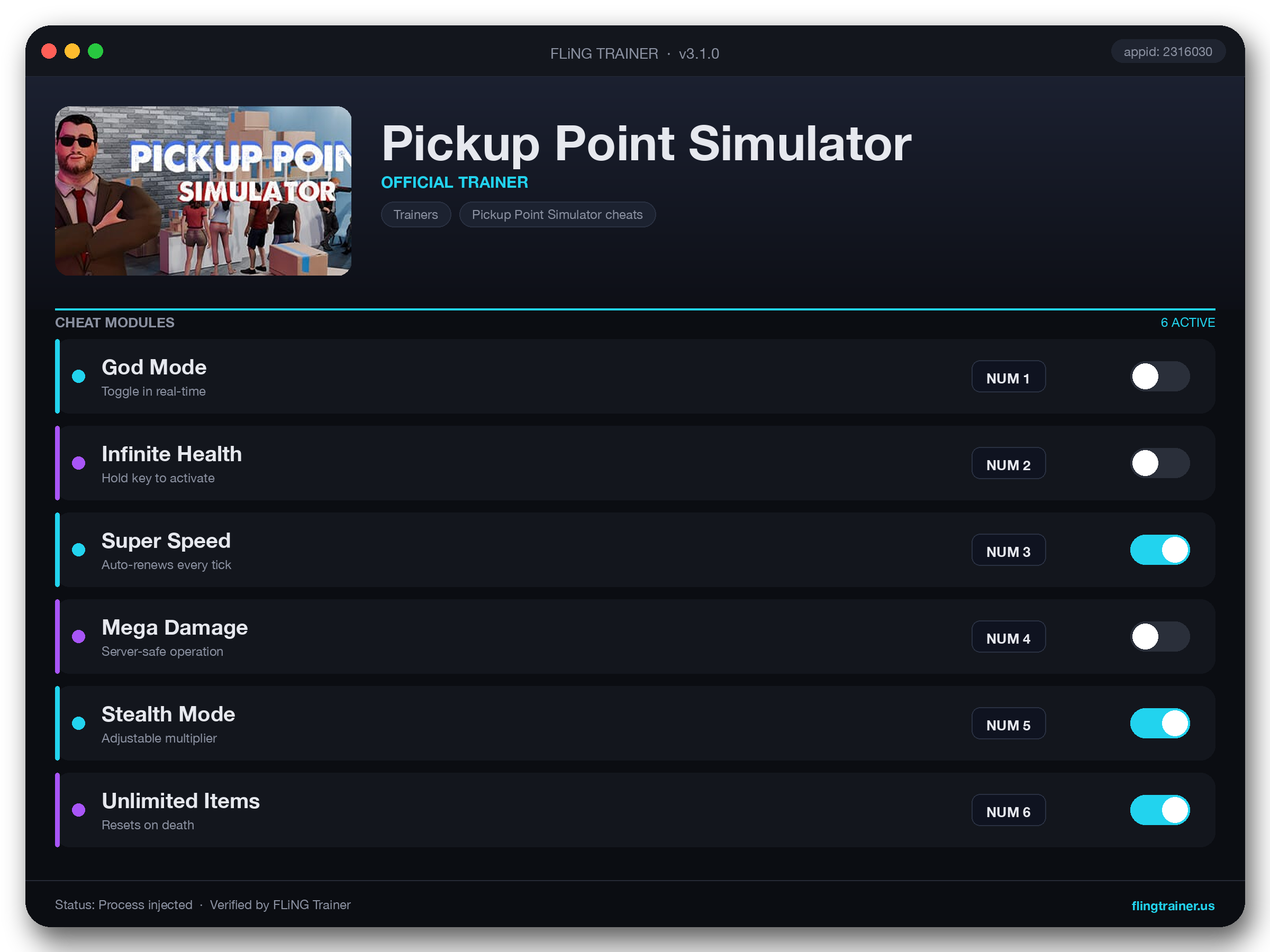 Pickup Point Simulator Trainer interface