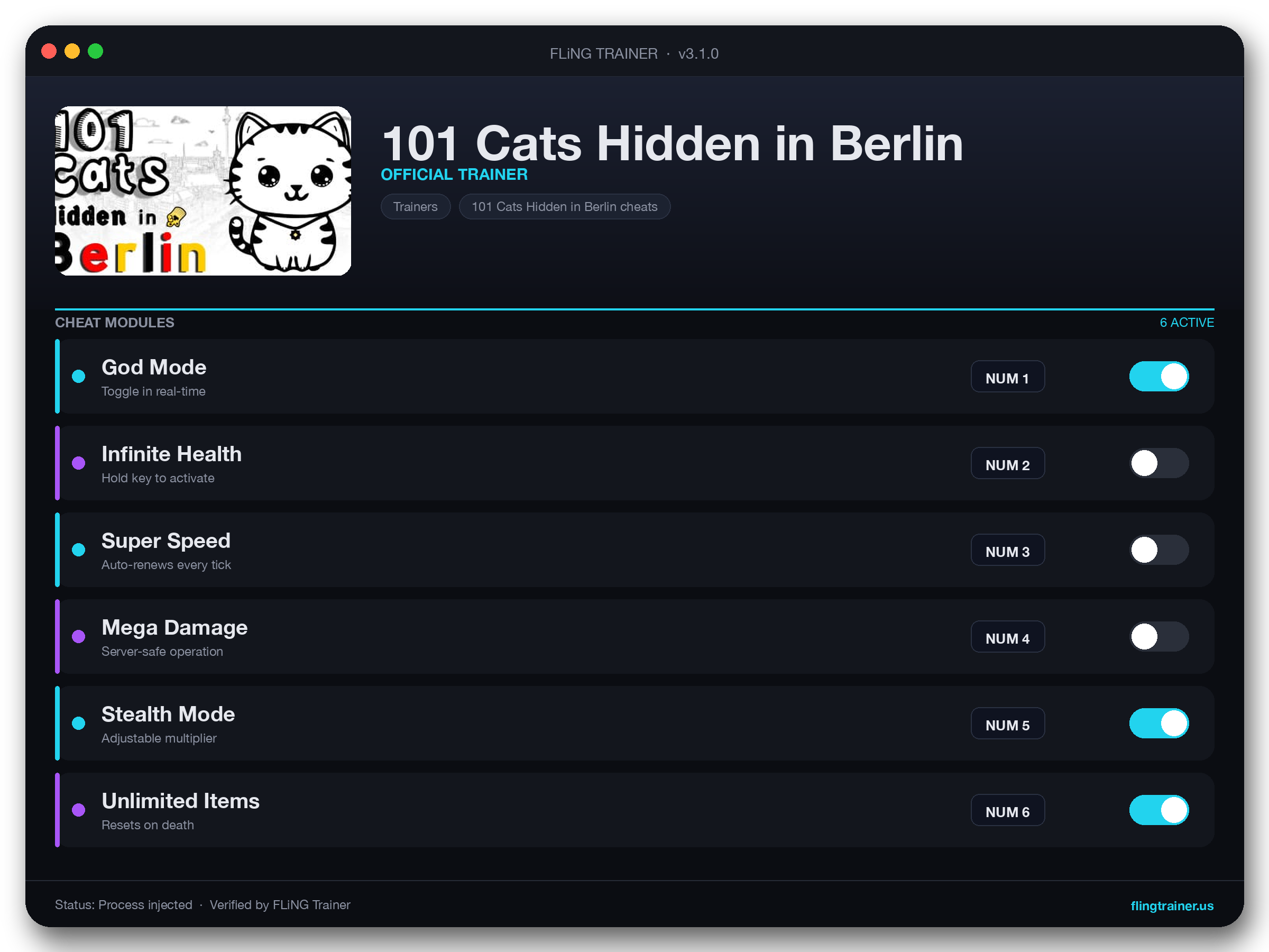 101 Cats Hidden in Berlin Trainer interface