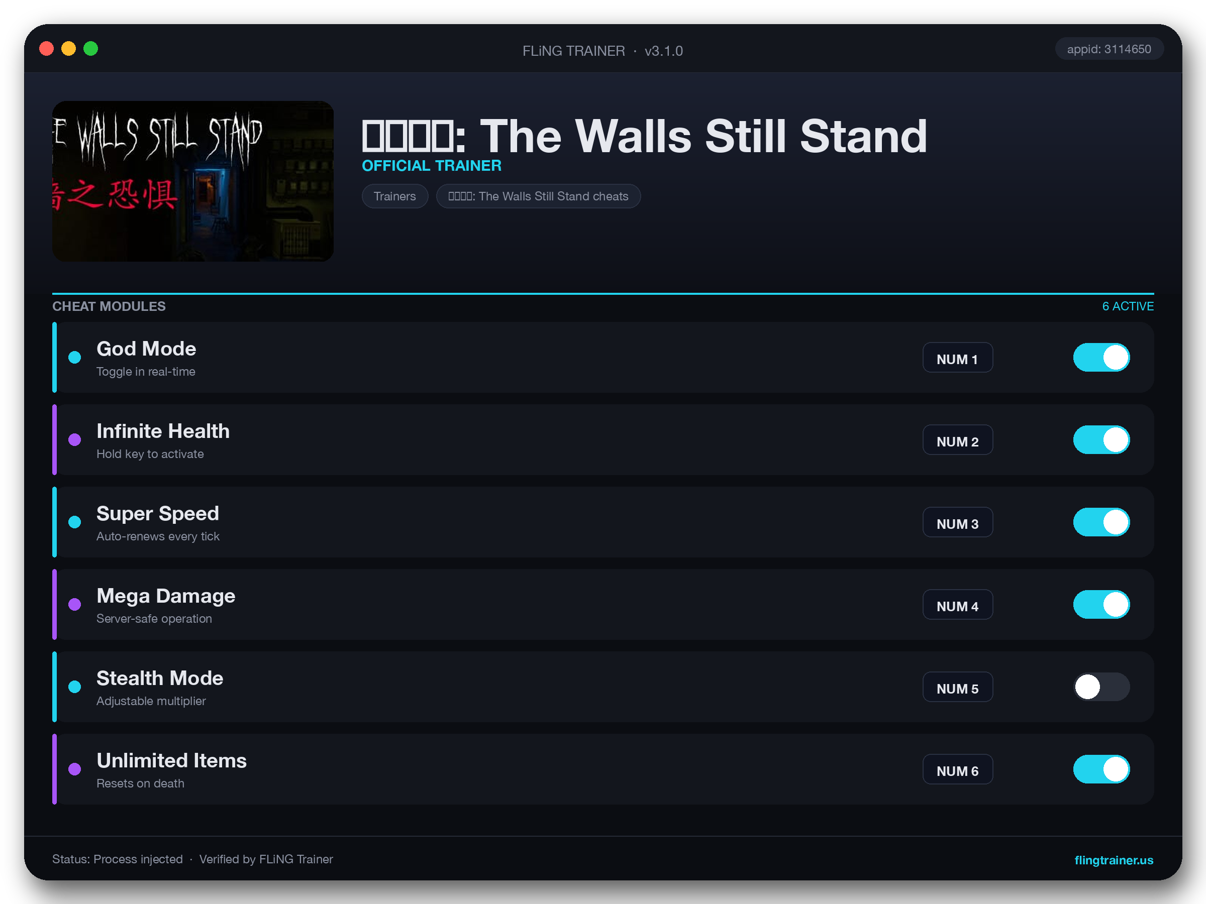 墙之恐惧: The Walls Still Stand Trainer interface