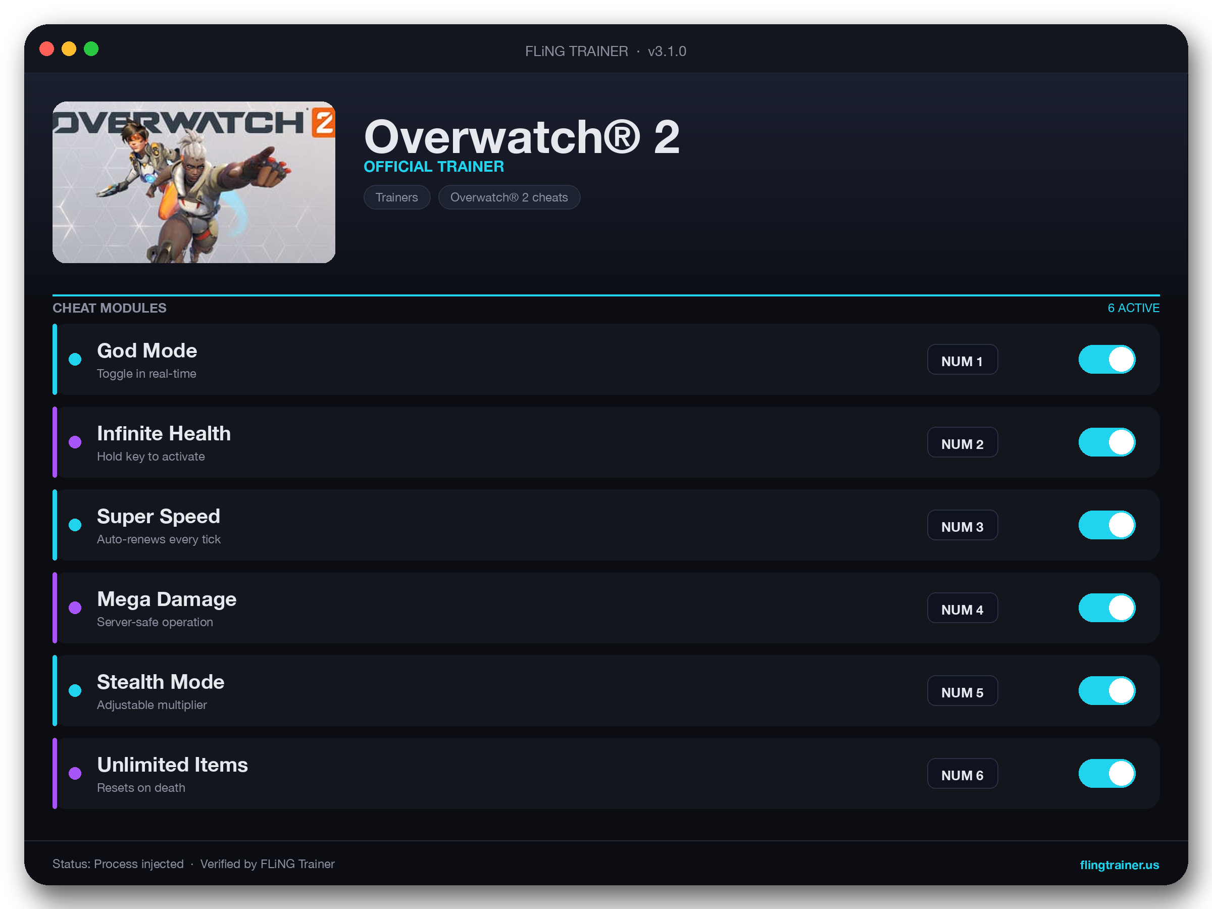 Overwatch® 2 Trainer interface