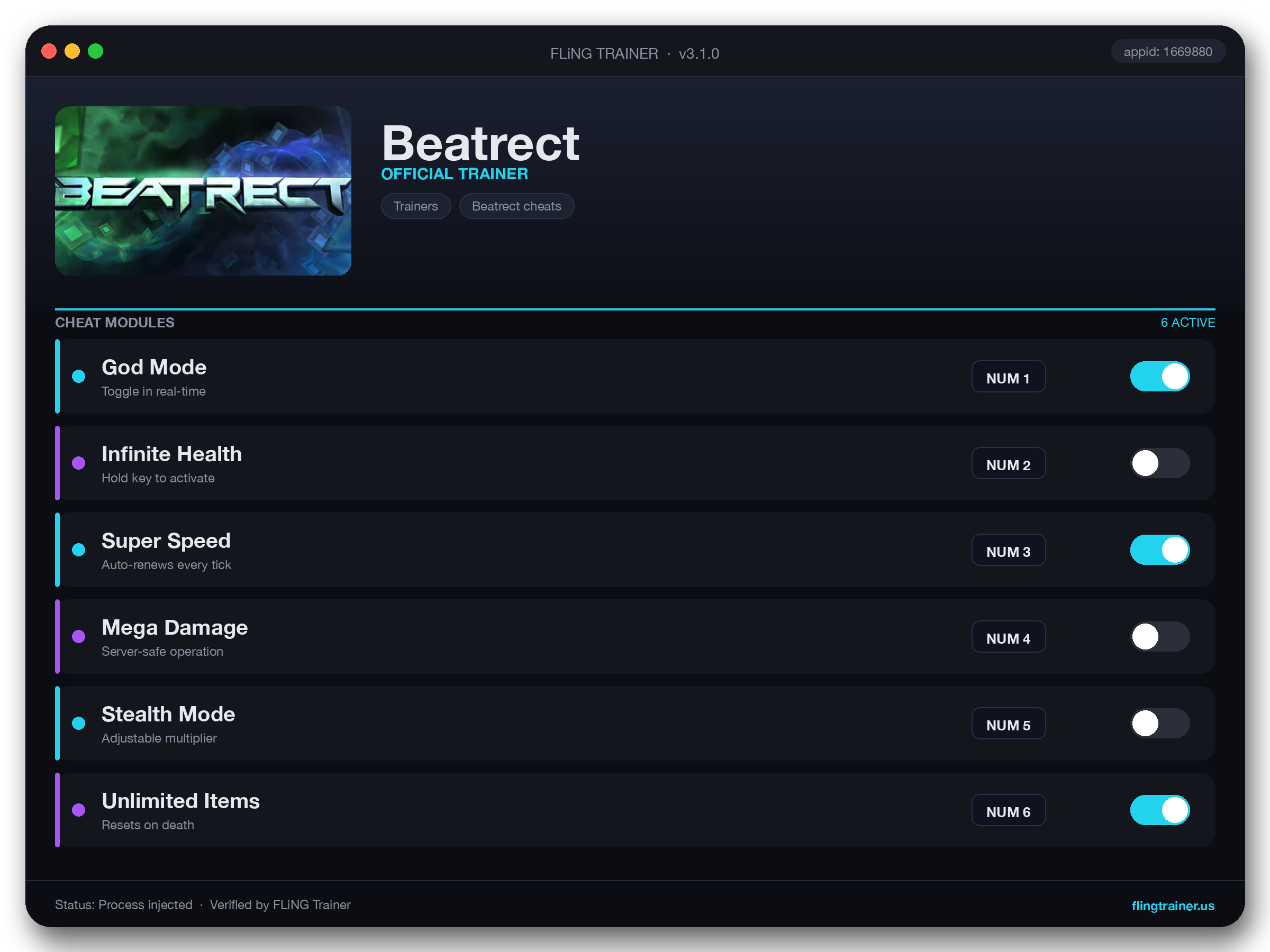 Beatrect Trainer interface