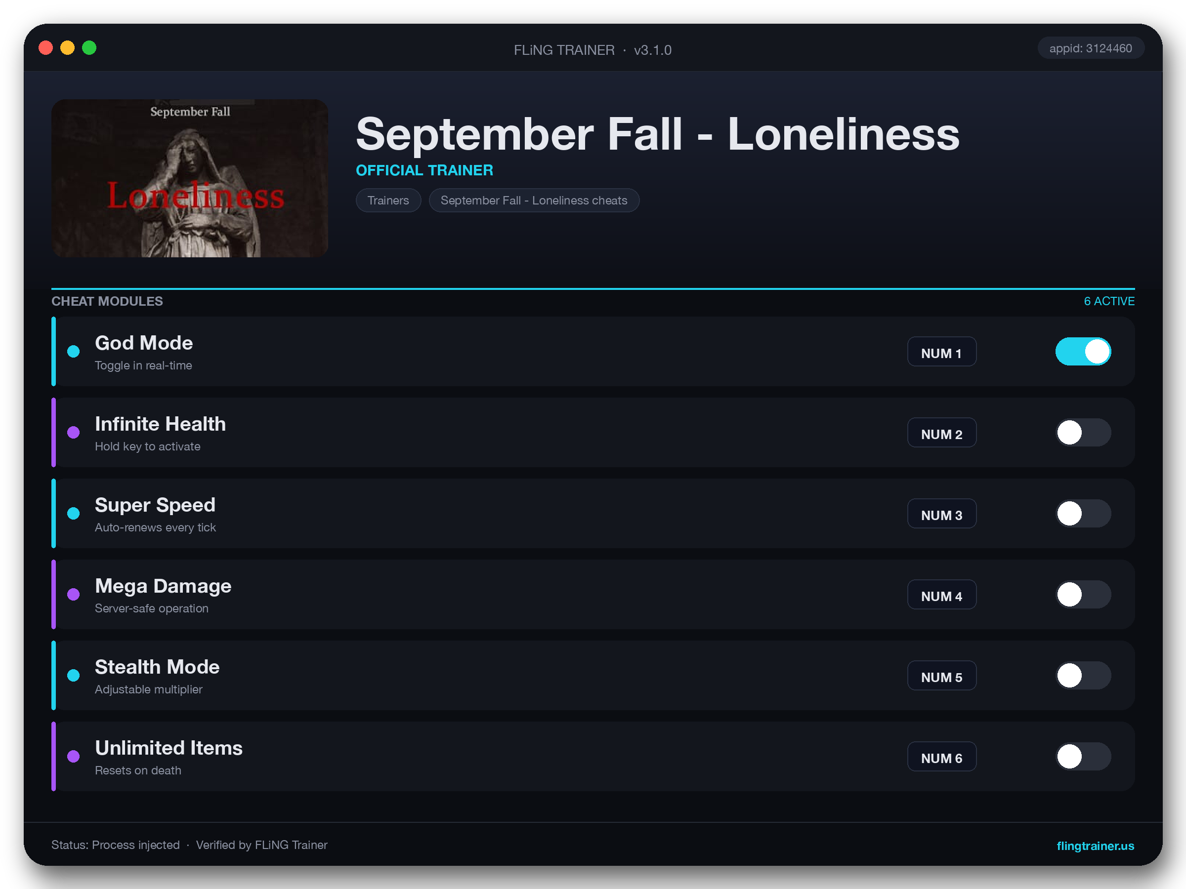 September Fall - Loneliness Trainer interface
