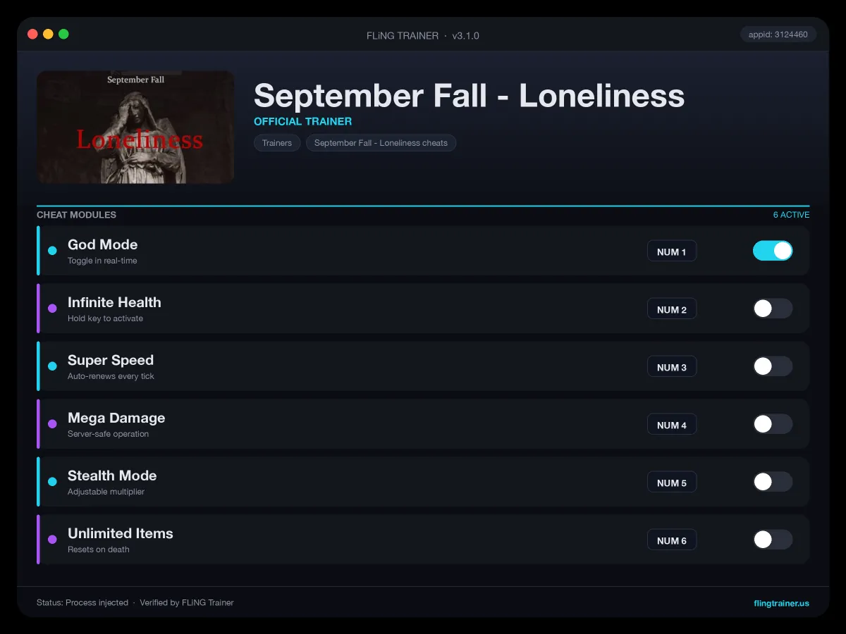 September Fall - Loneliness Trainer interface