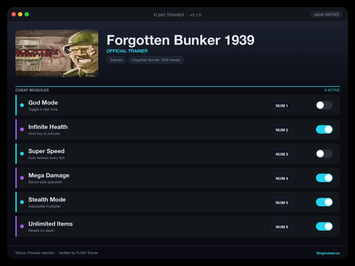 Forgotten Bunker 1939 Trainer interface