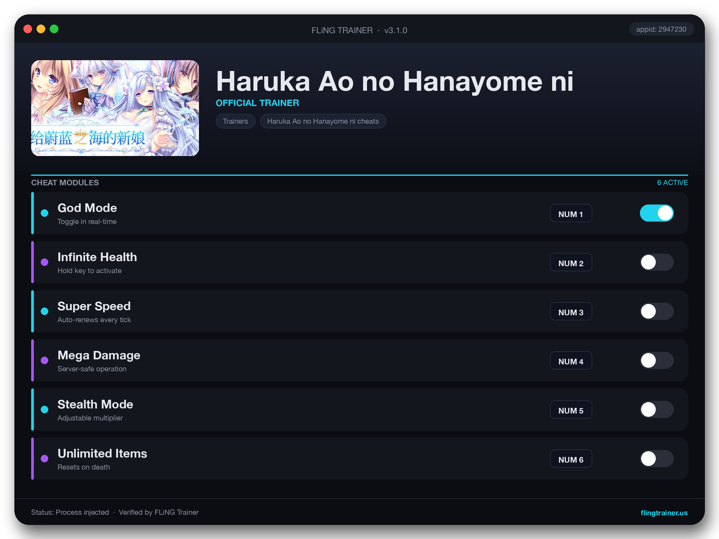 Haruka Ao no Hanayome ni Trainer interface