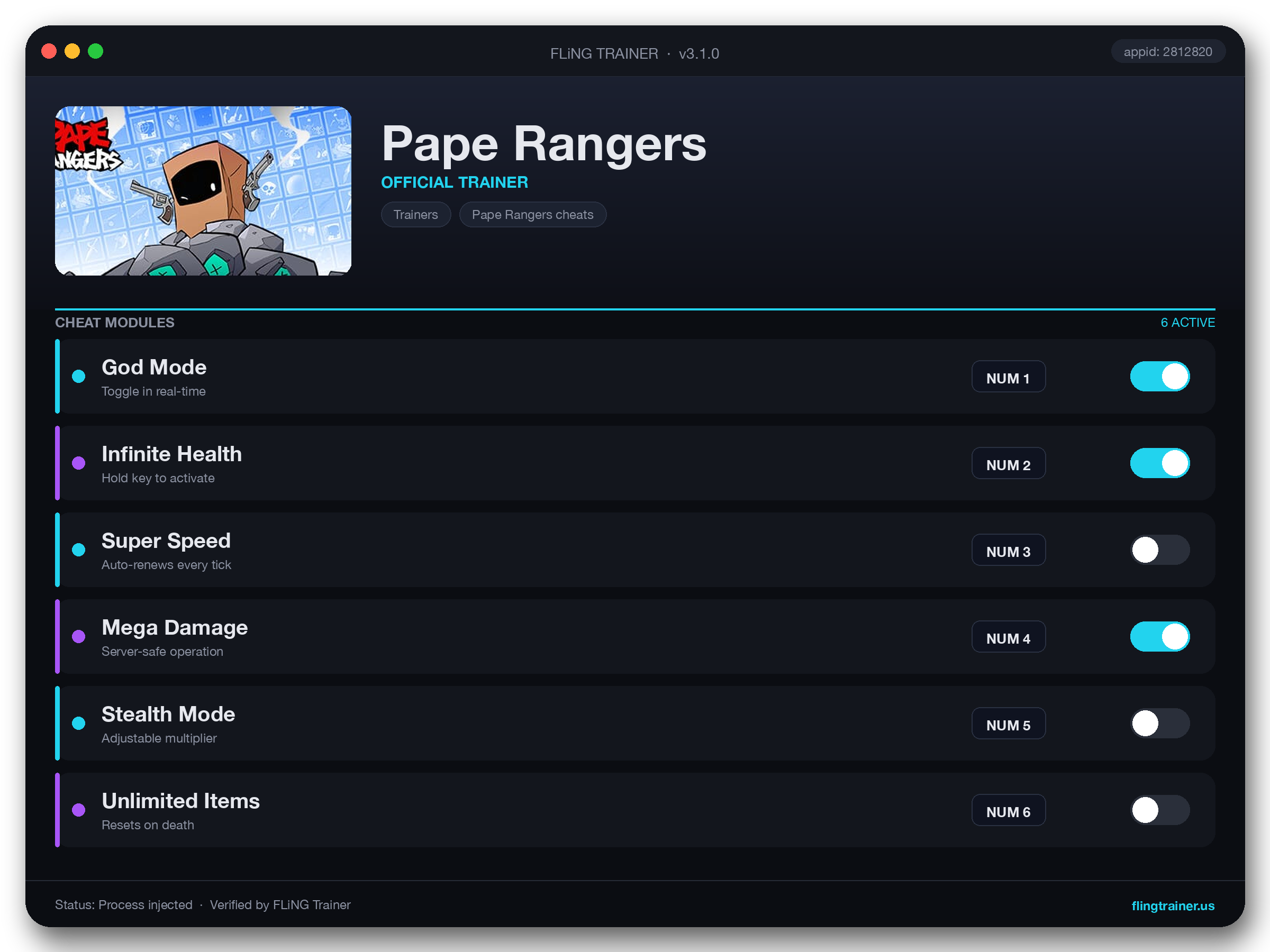 Pape Rangers Trainer interface
