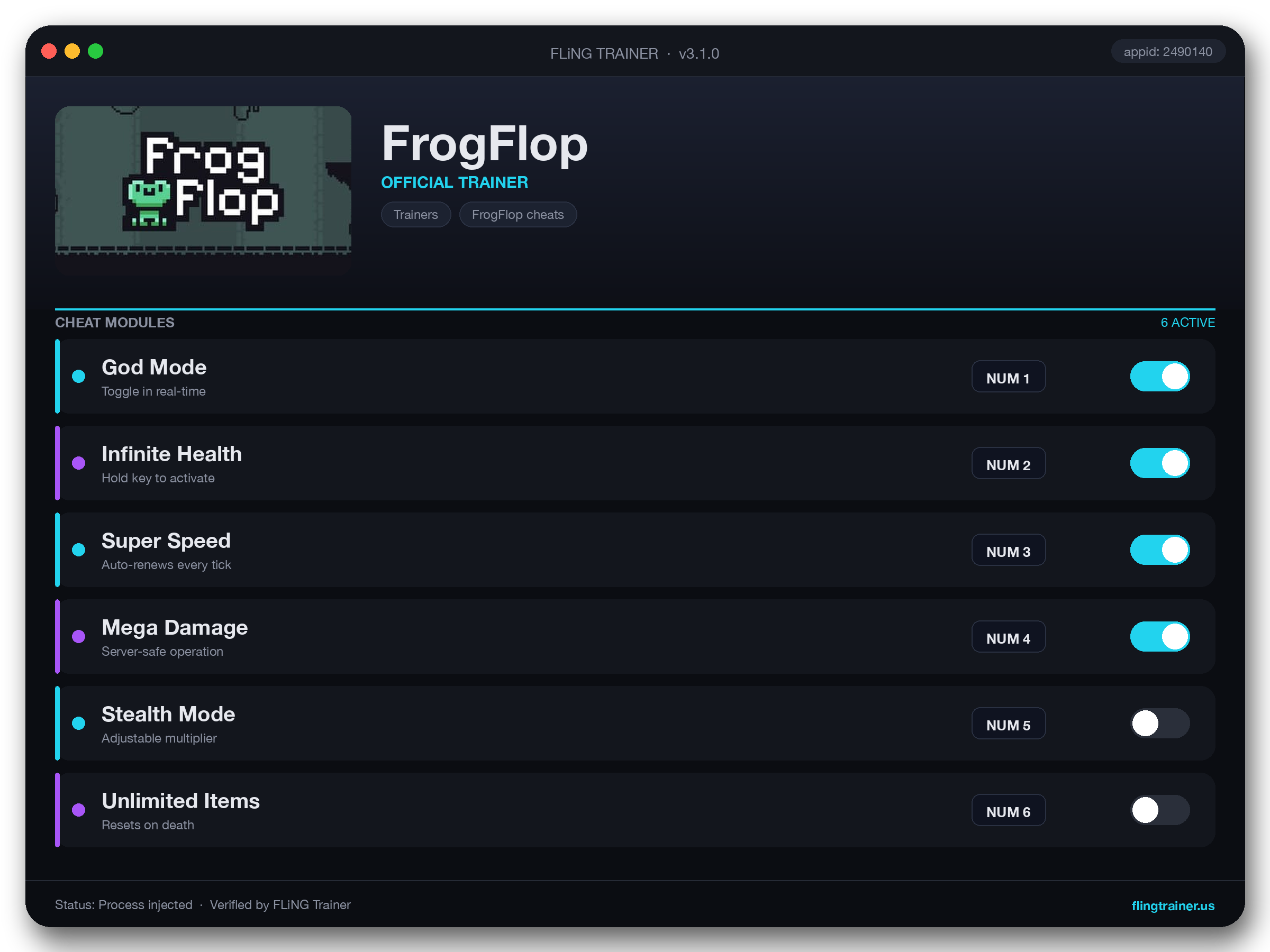 FrogFlop Trainer interface
