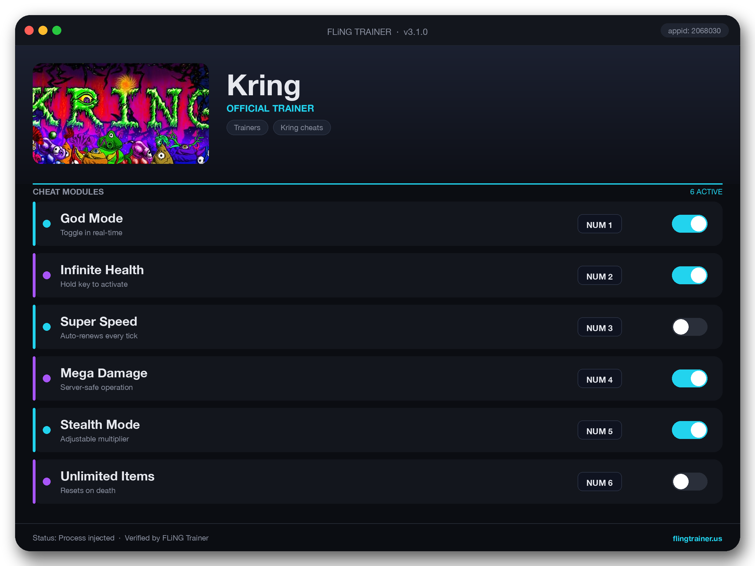 Kring Trainer interface