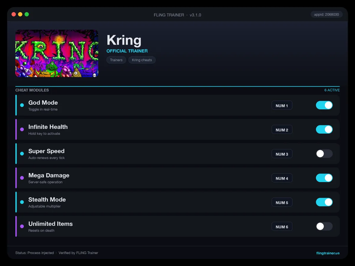 Kring Trainer interface