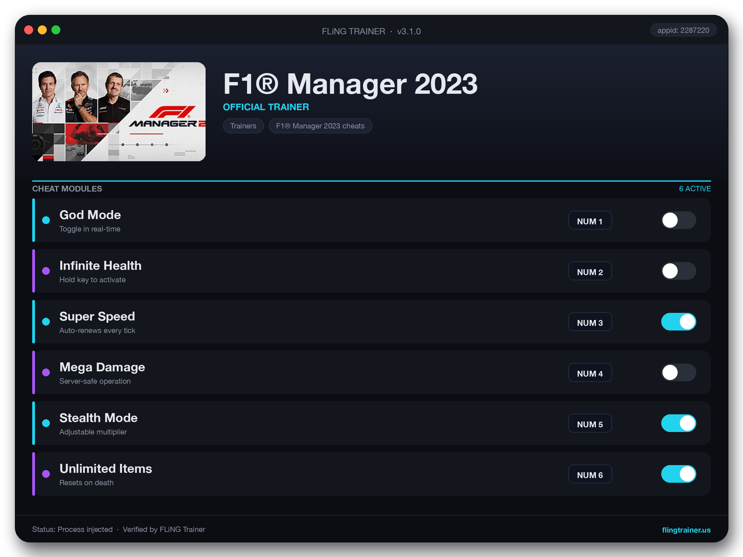 F1® Manager 2023 Trainer interface