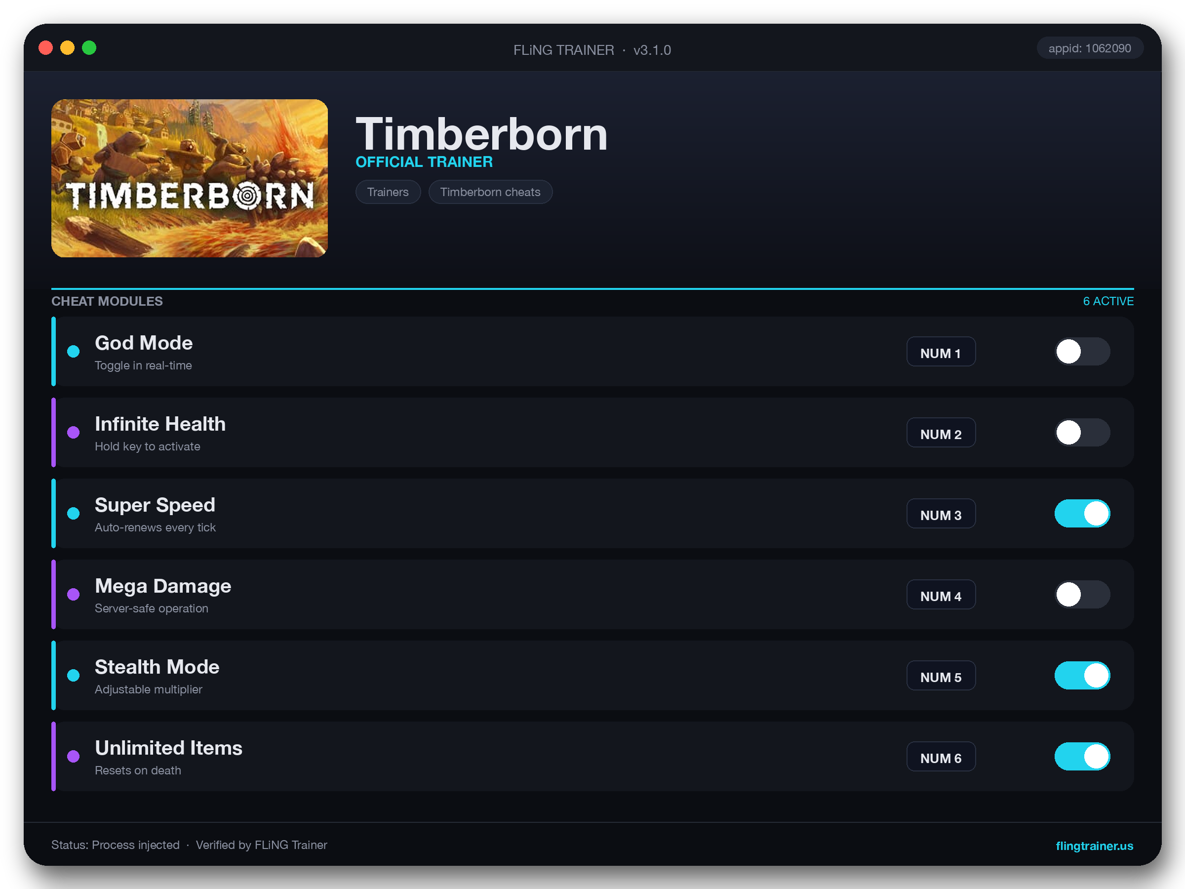 Timberborn Trainer interface