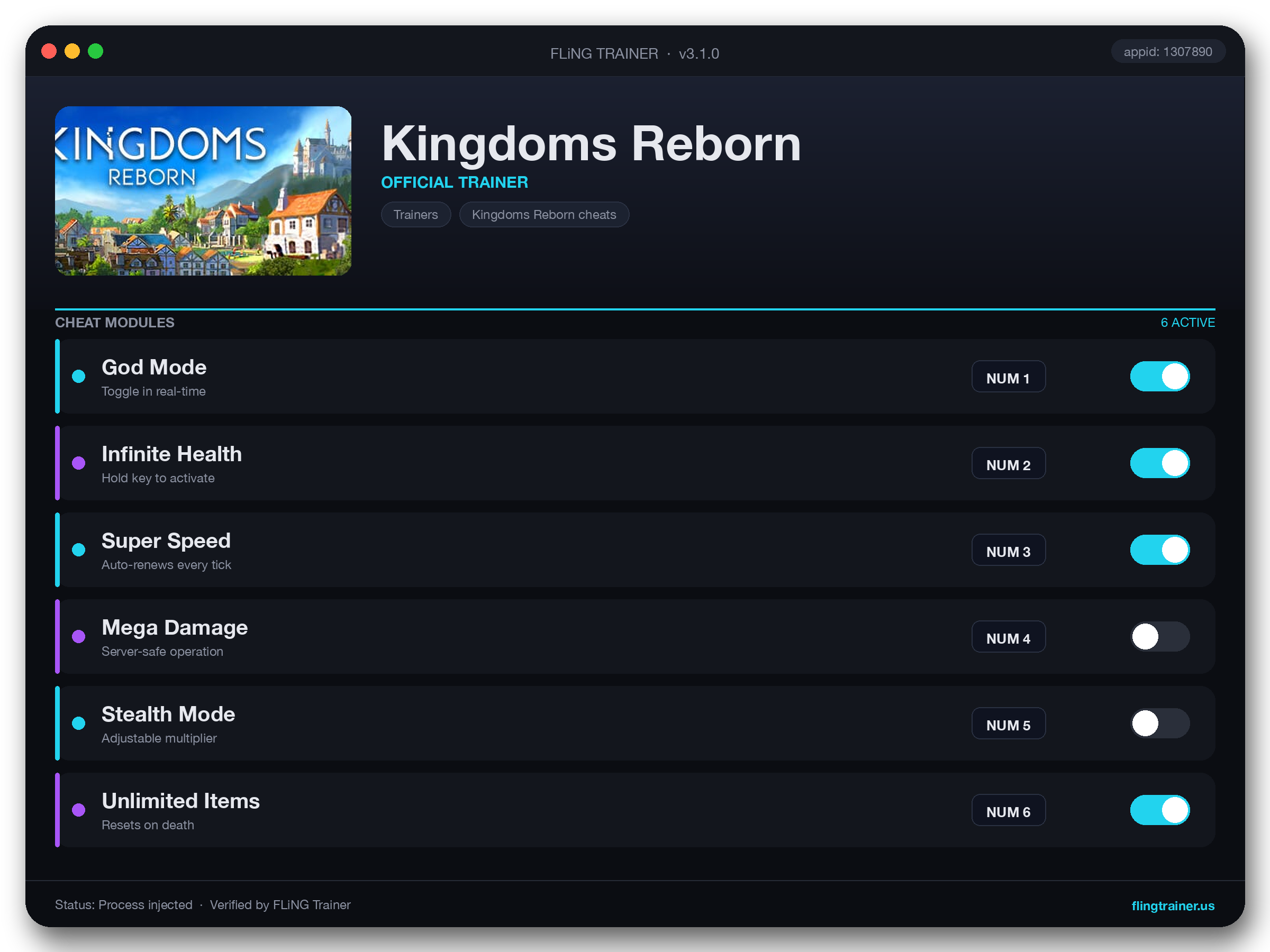 Kingdoms Reborn Trainer interface