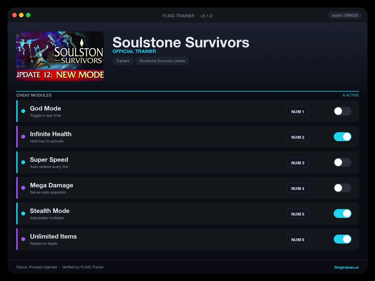 Soulstone Survivors Trainer interface