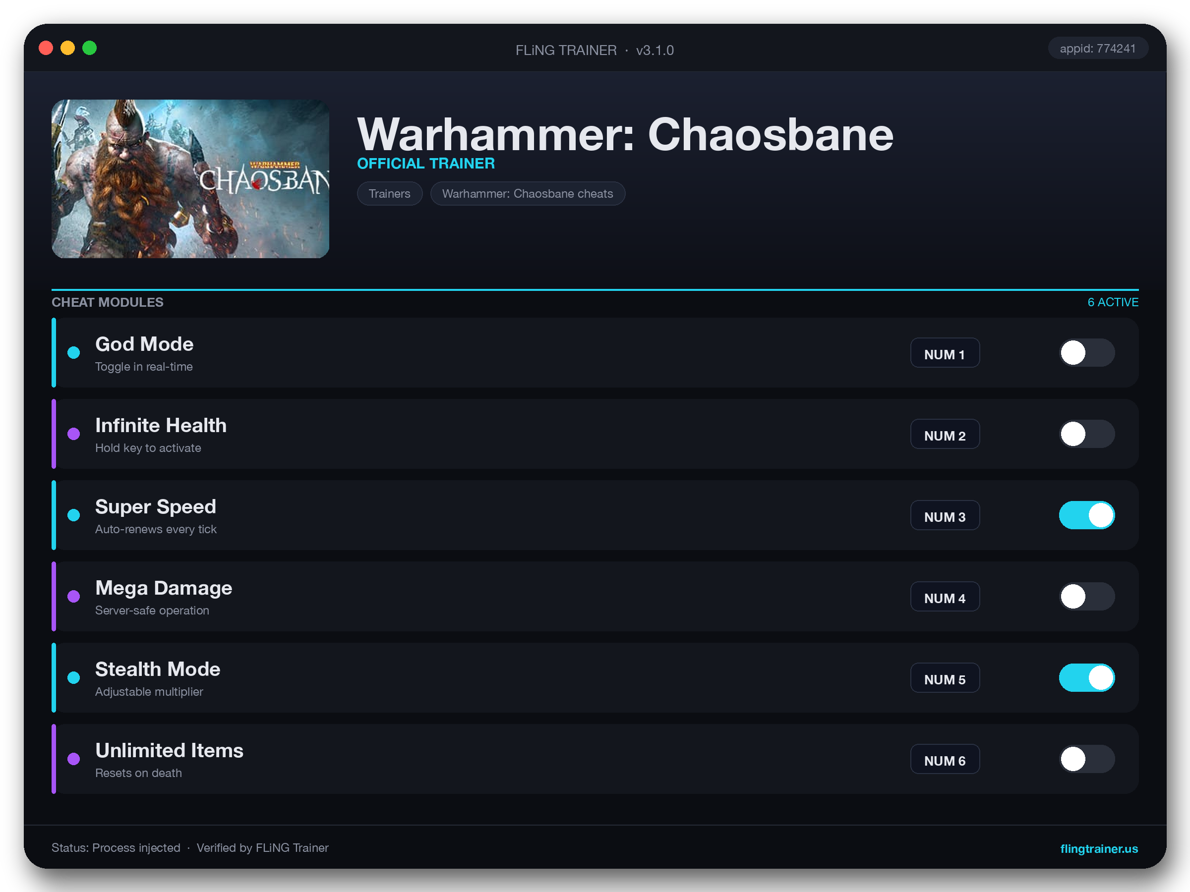 Warhammer: Chaosbane Trainer interface