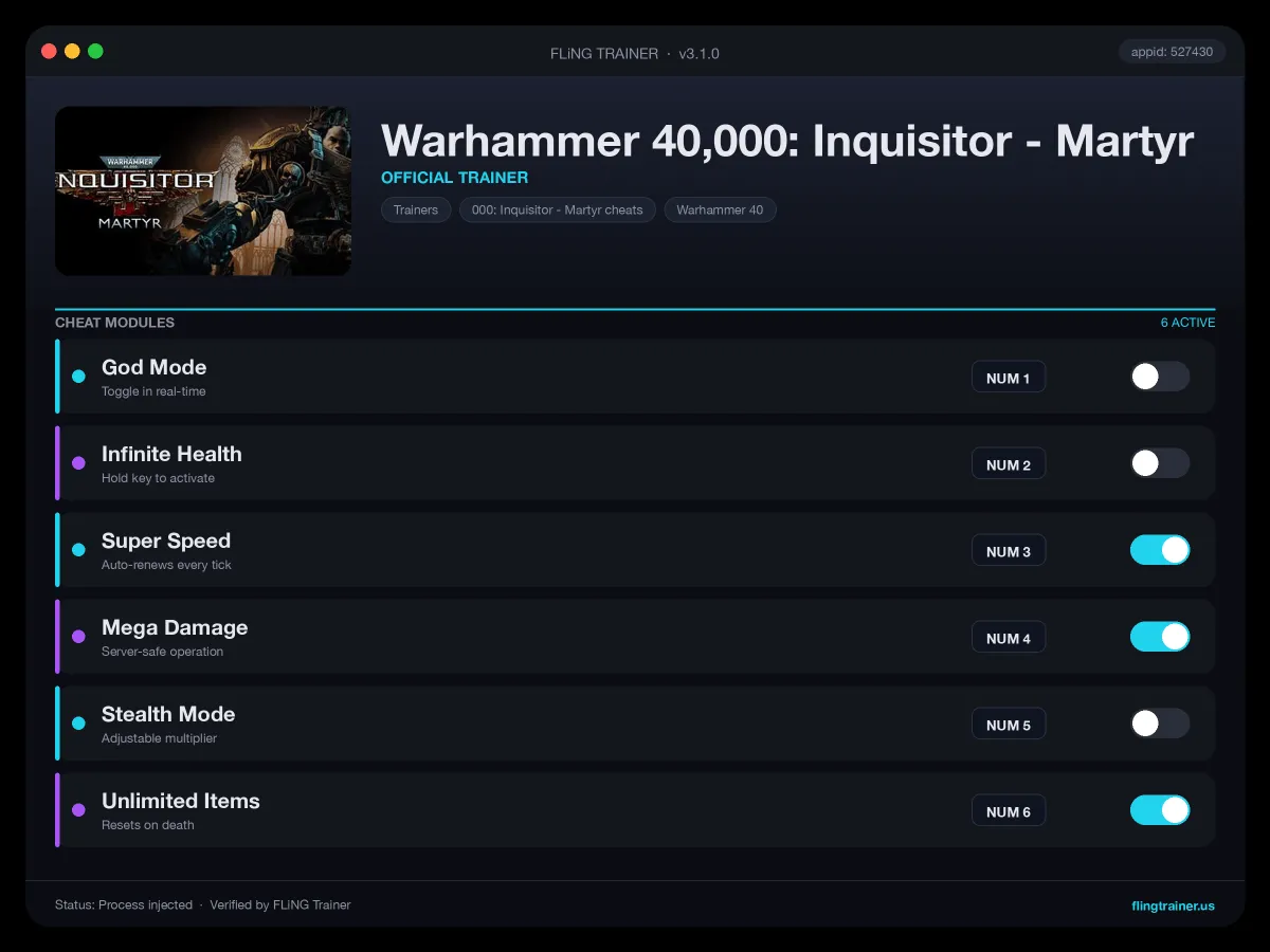 Warhammer 40,000: Inquisitor - Martyr Trainer interface