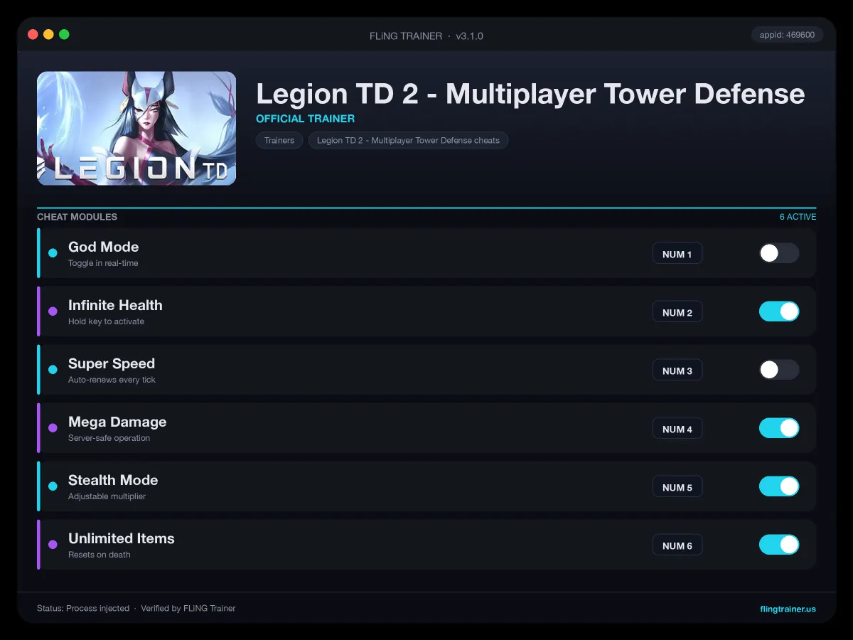 Legion TD 2 - Multiplayer Tower Defense Trainer interface