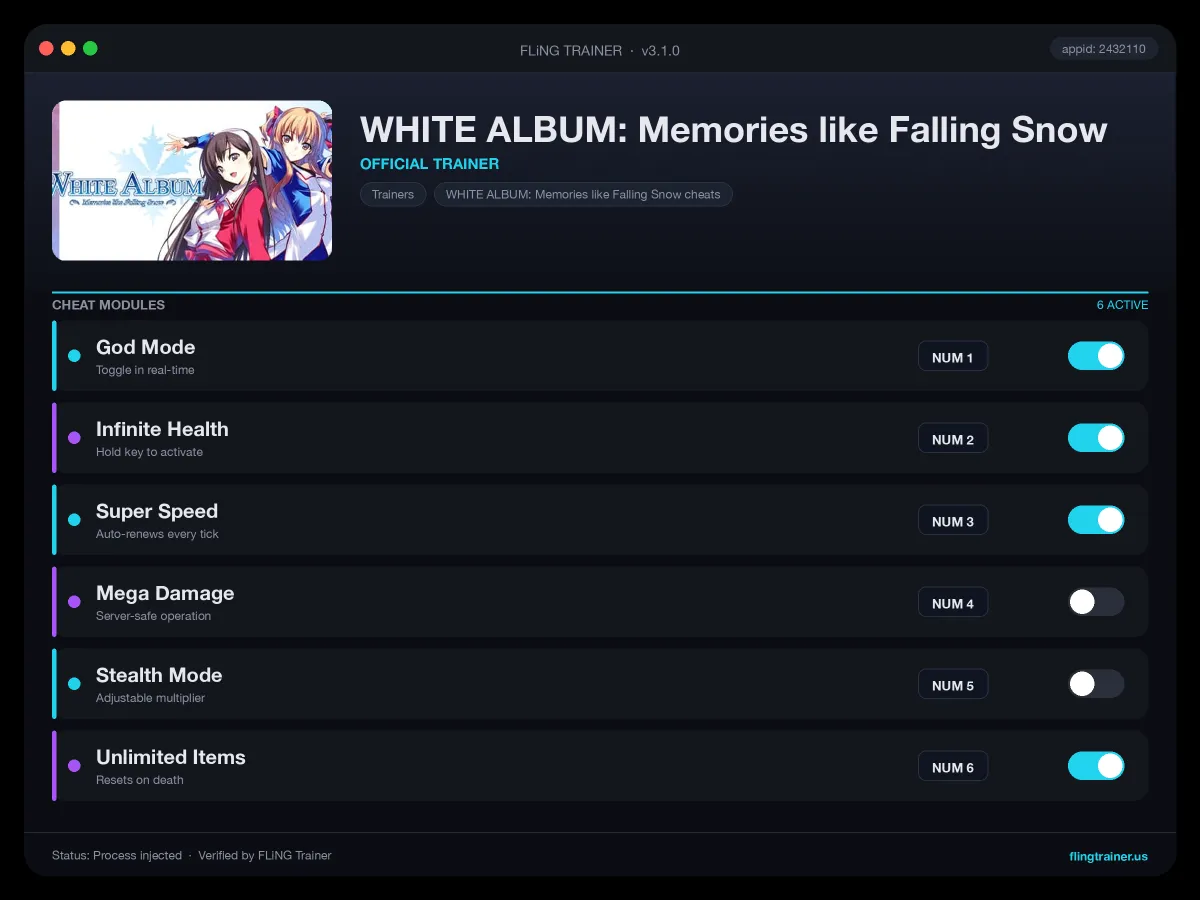WHITE ALBUM: Memories like Falling Snow Trainer interface