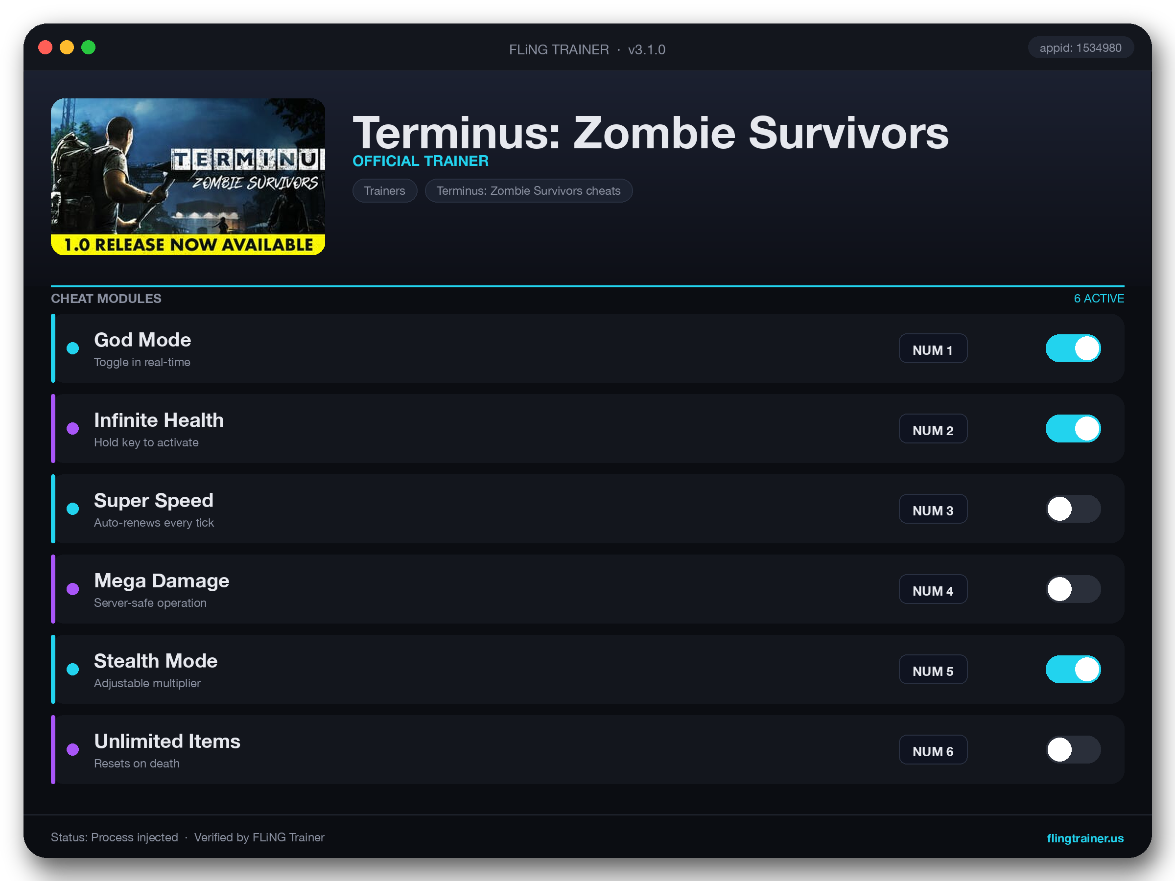 Terminus: Zombie Survivors Trainer interface