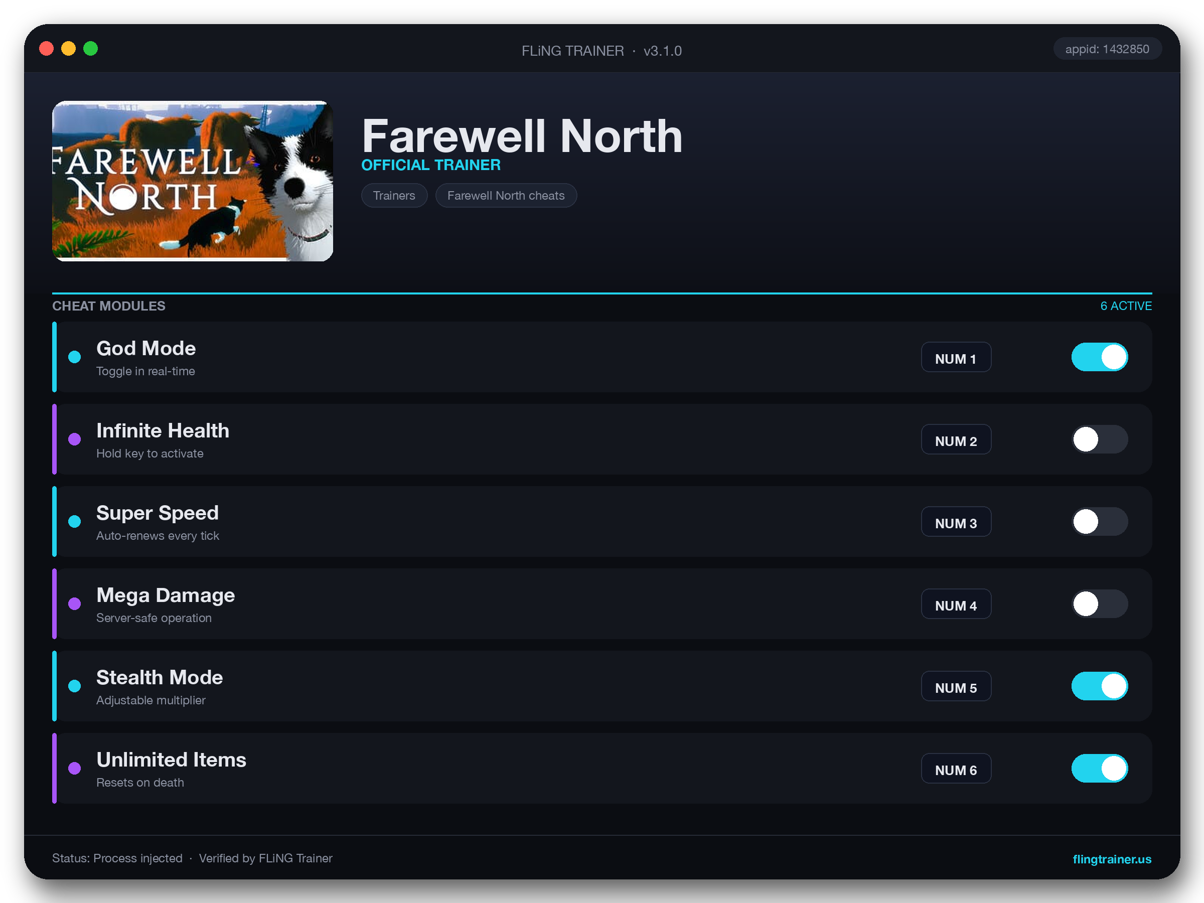 Farewell North Trainer interface