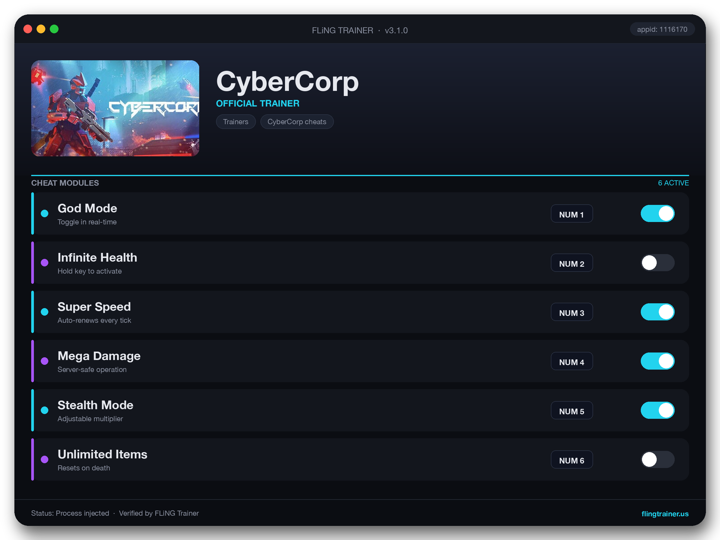 CyberCorp Trainer interface