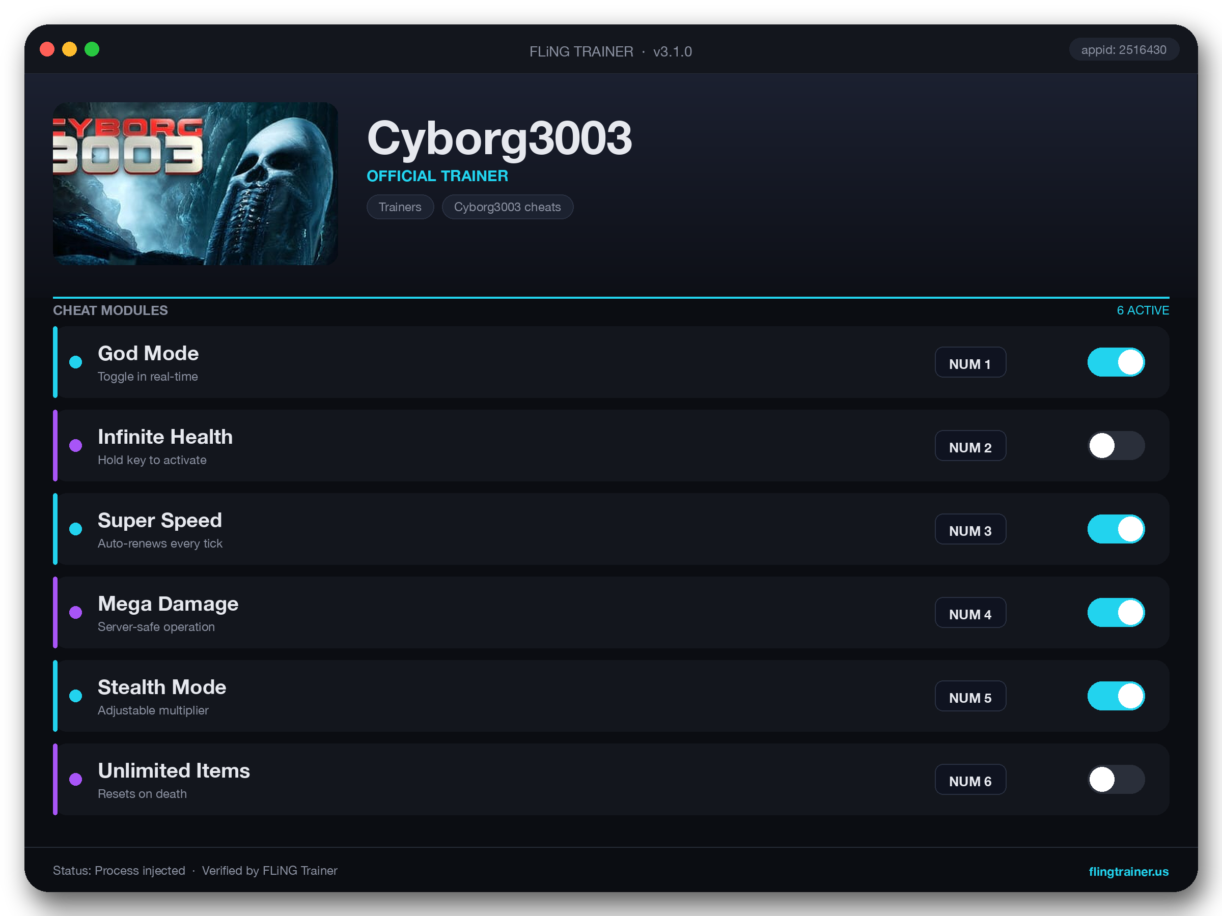 Cyborg3003 Trainer interface