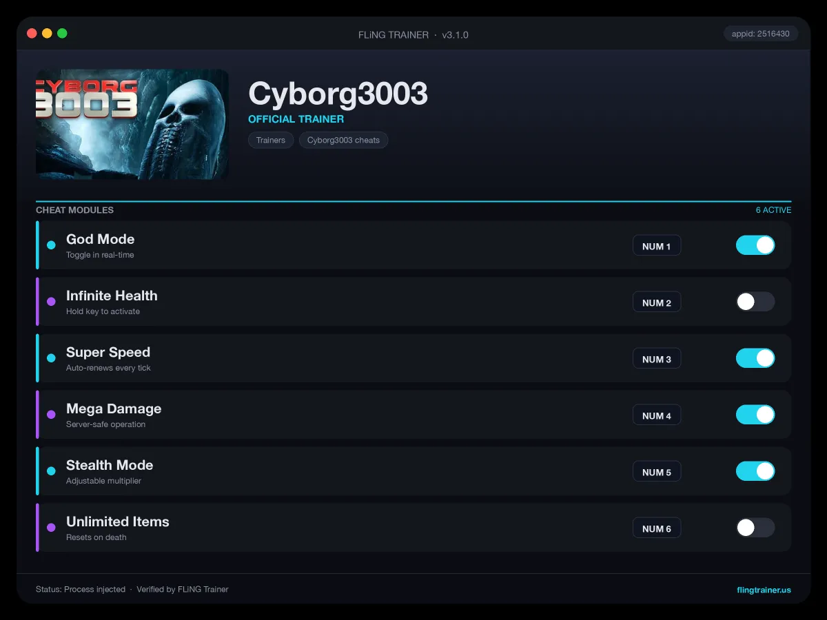Cyborg3003 Trainer interface