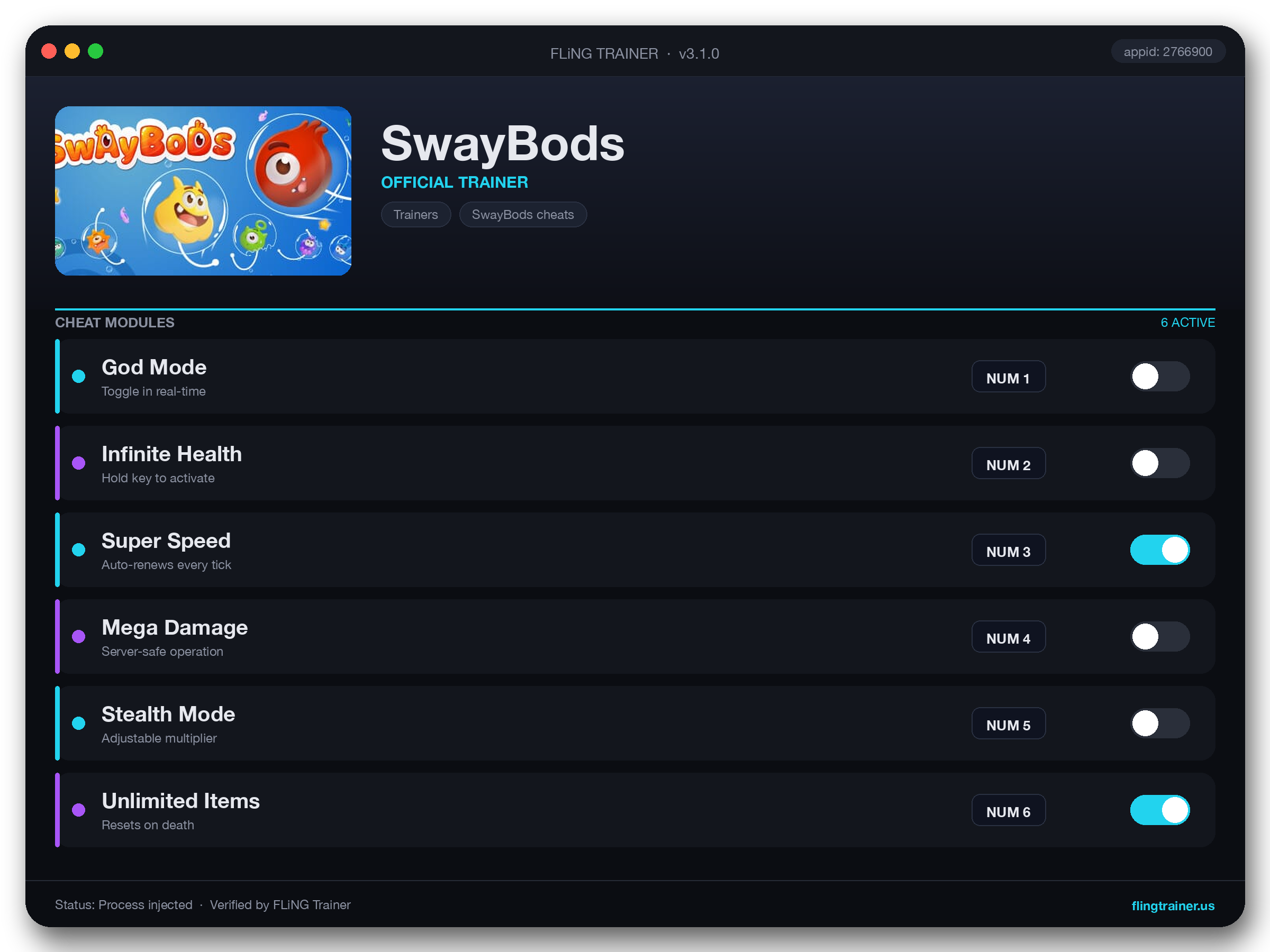 SwayBods Trainer interface