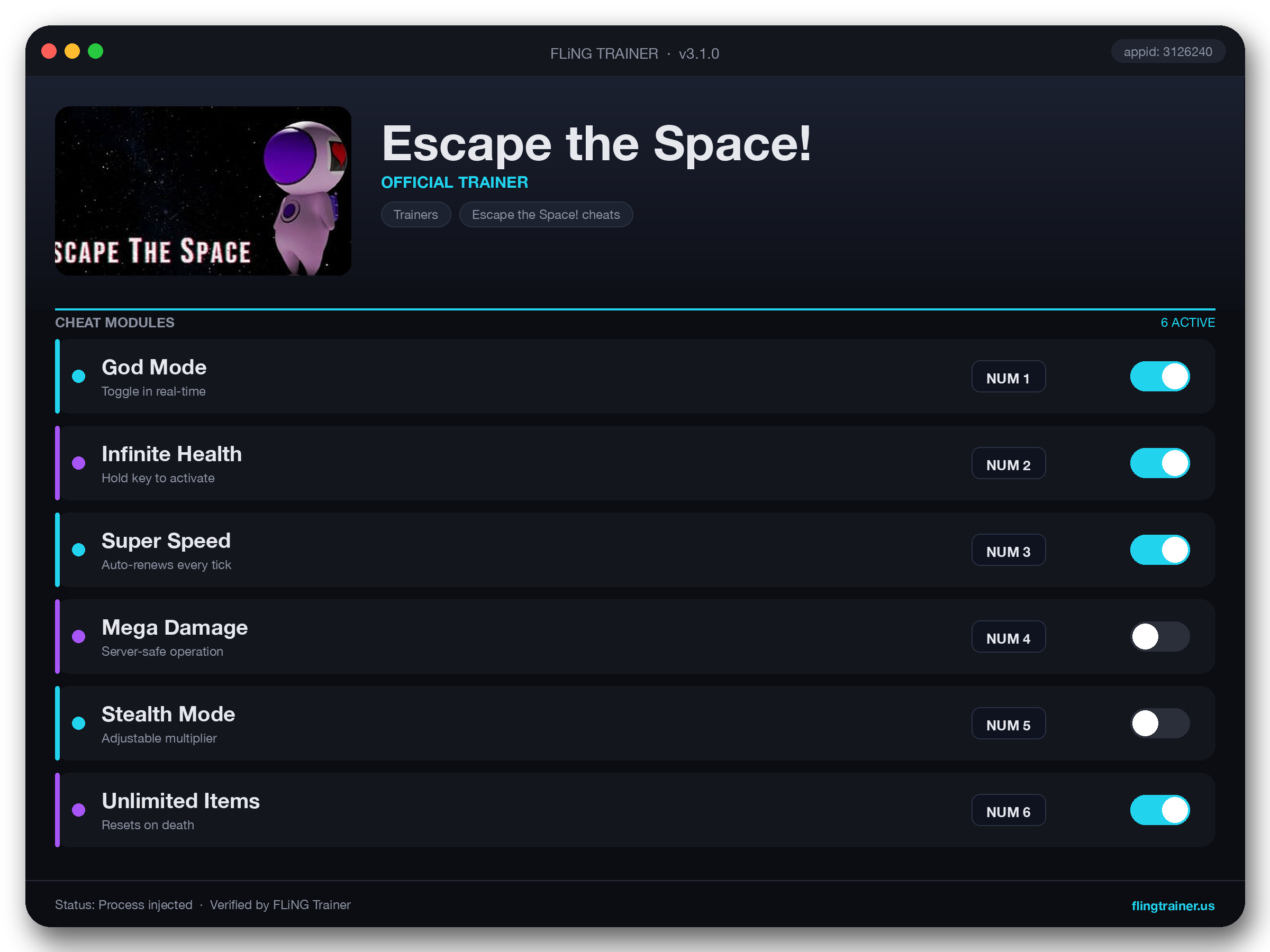 Escape the Space! Trainer interface