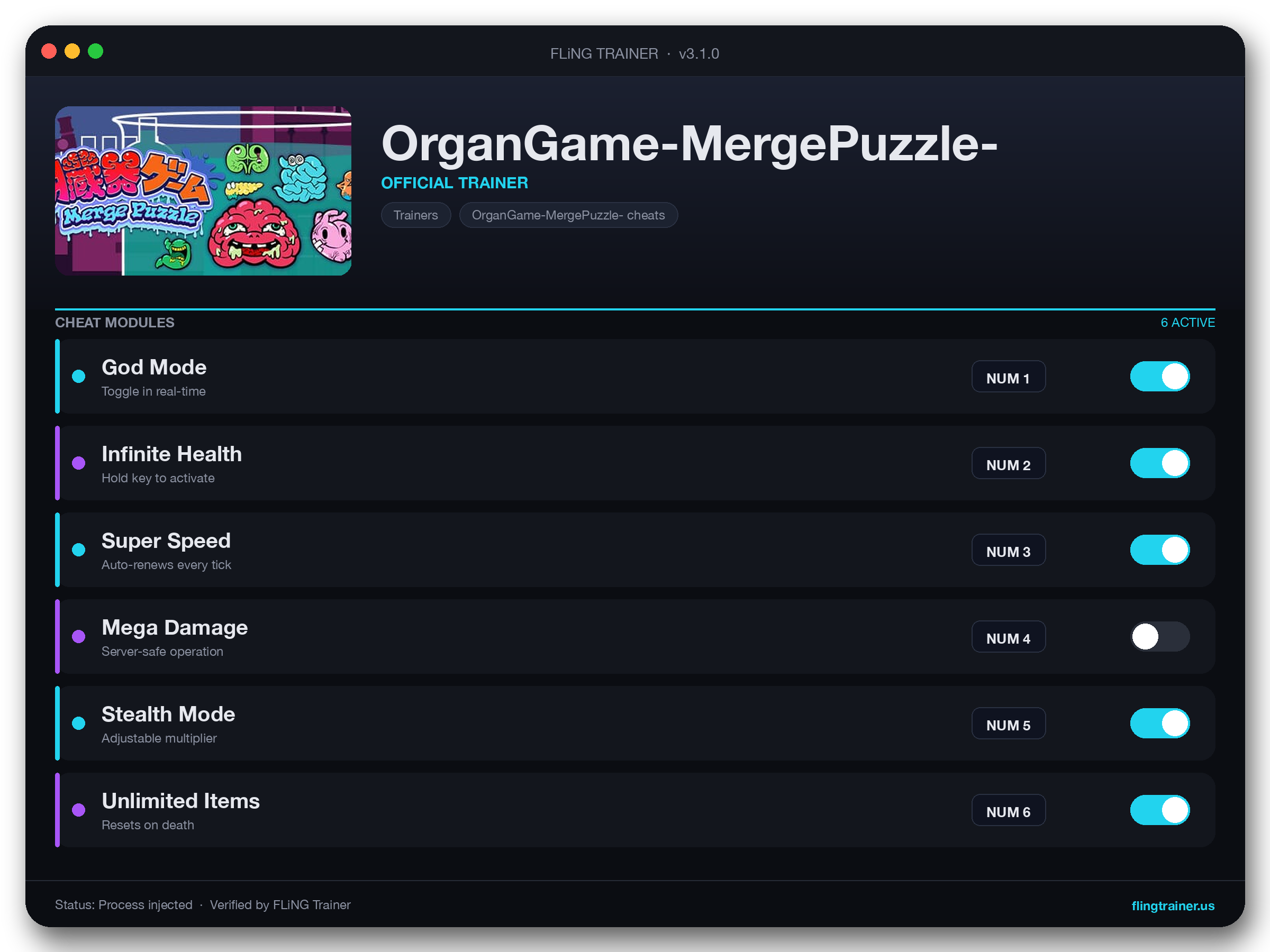 OrganGame-MergePuzzle- Trainer interface