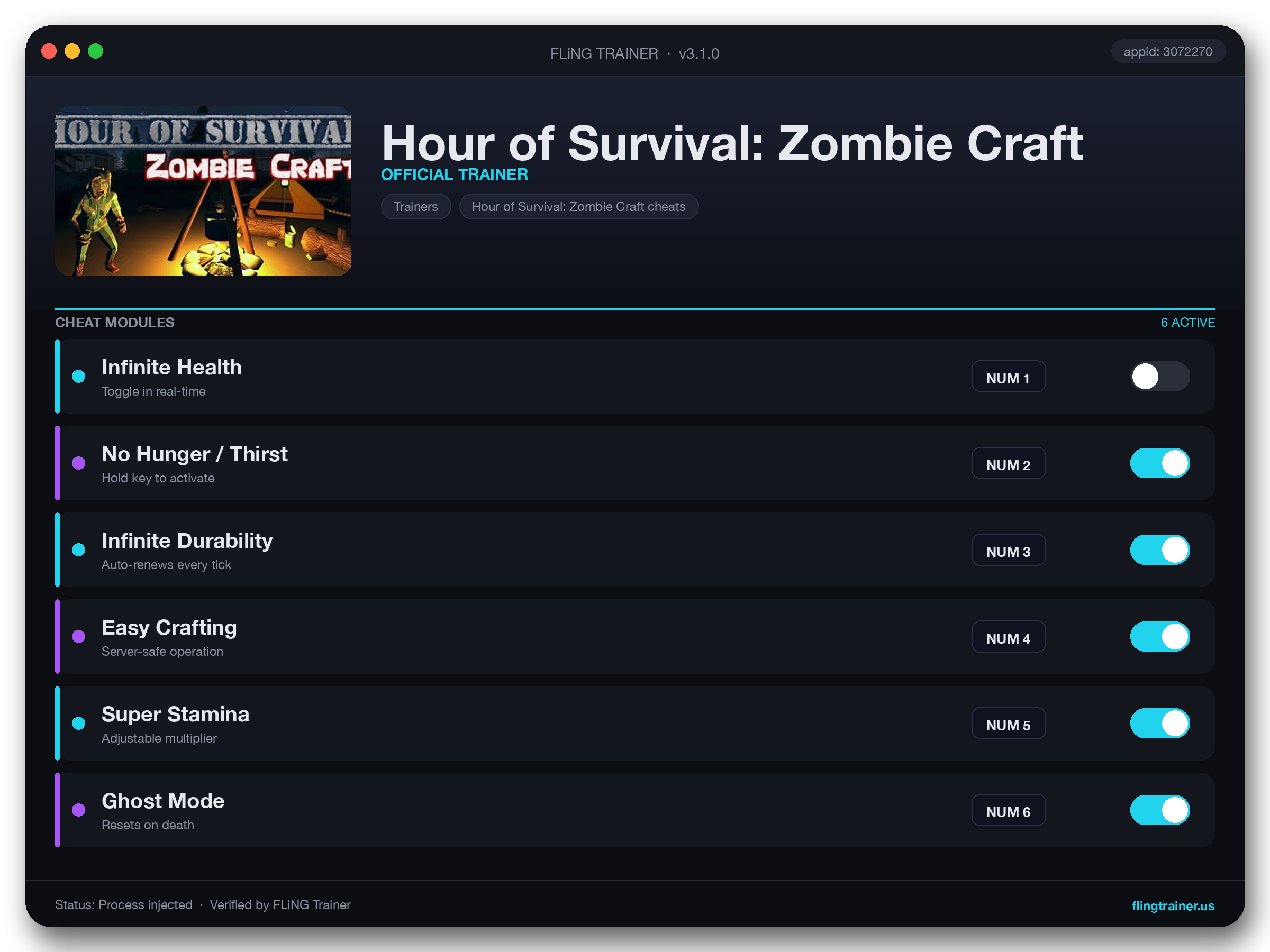 Hour of Survival: Zombie Craft Trainer interface
