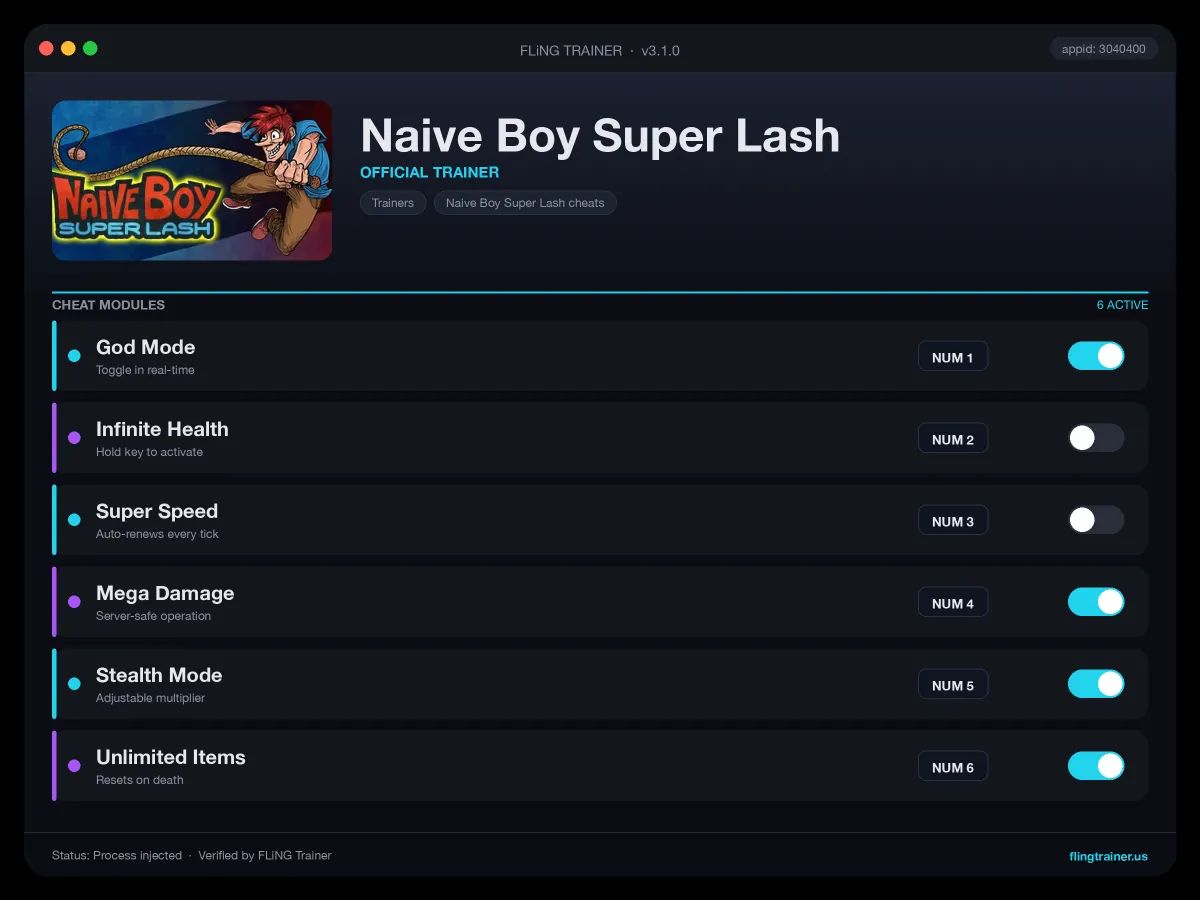 Naive Boy Super Lash Trainer interface
