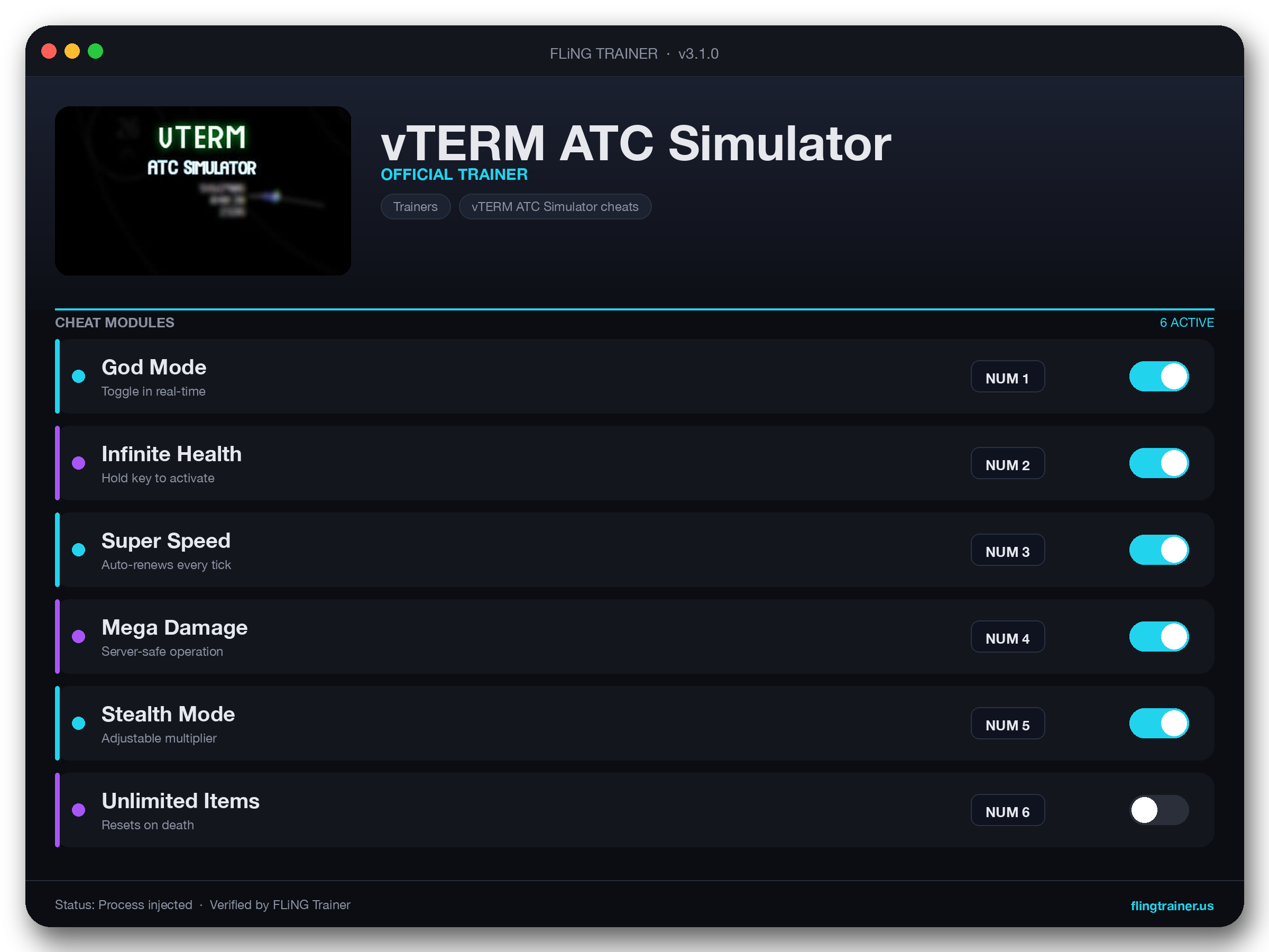 vTERM ATC Simulator Trainer interface