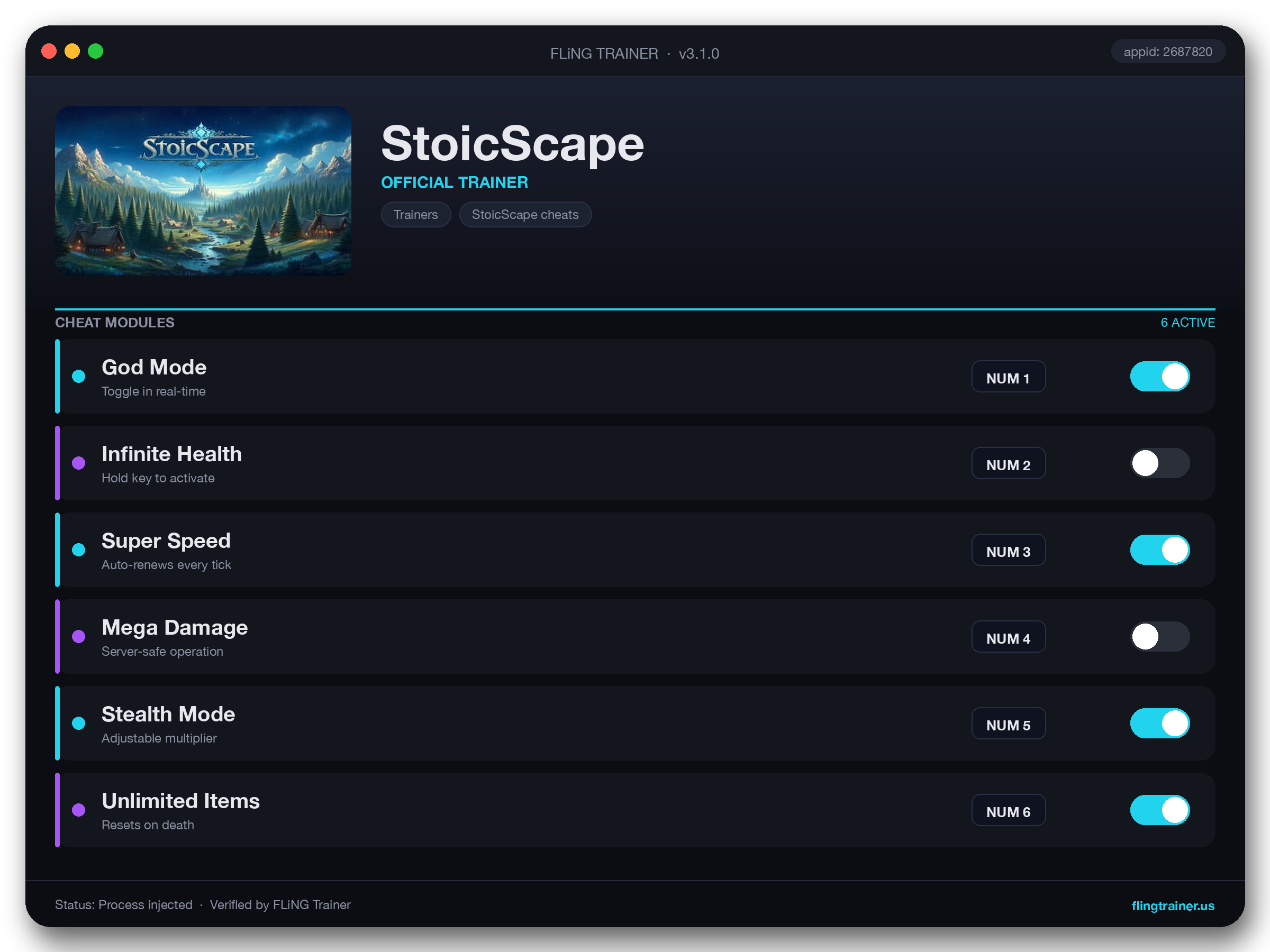 StoicScape Trainer interface
