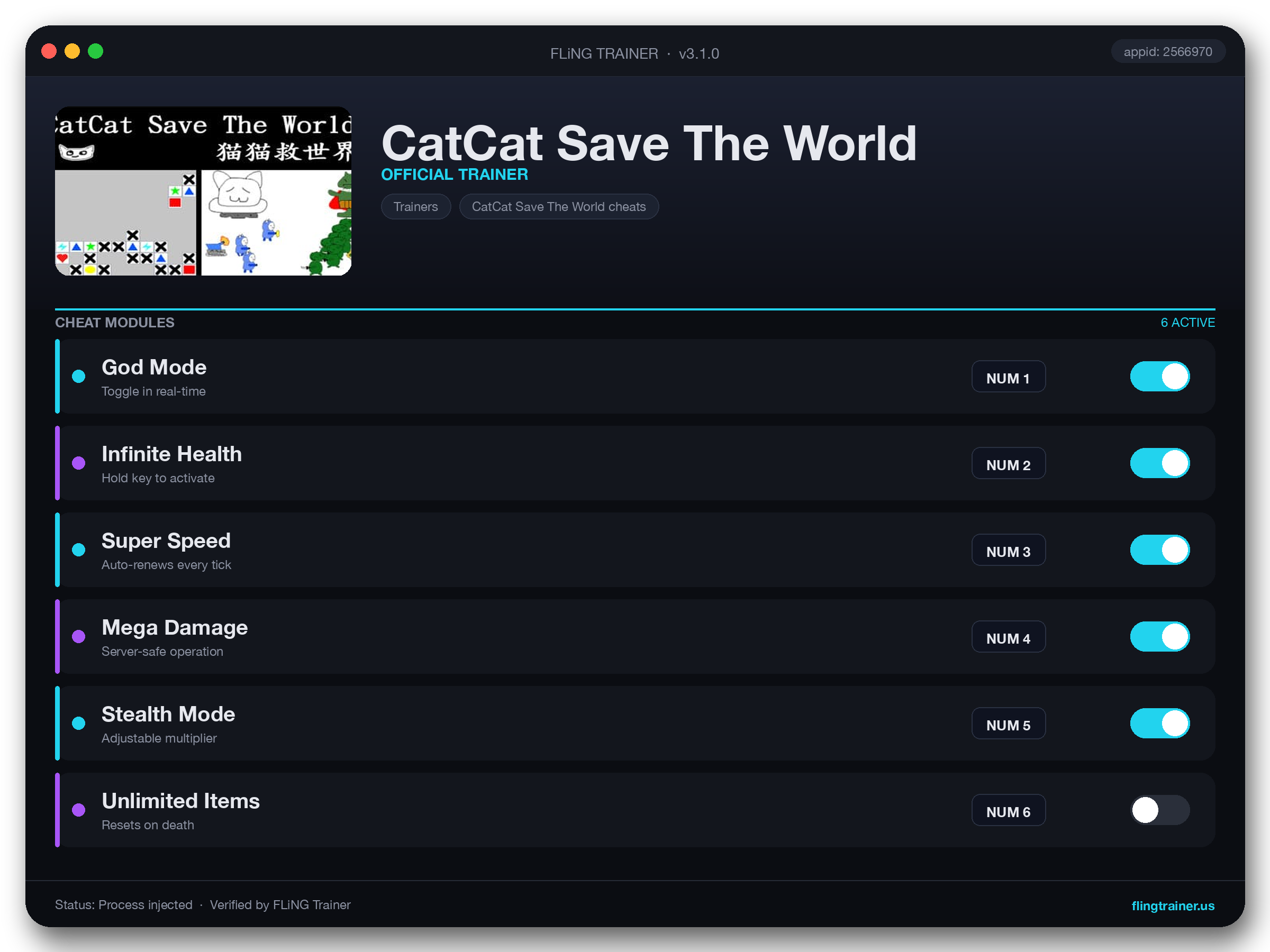 CatCat Save The World Trainer interface