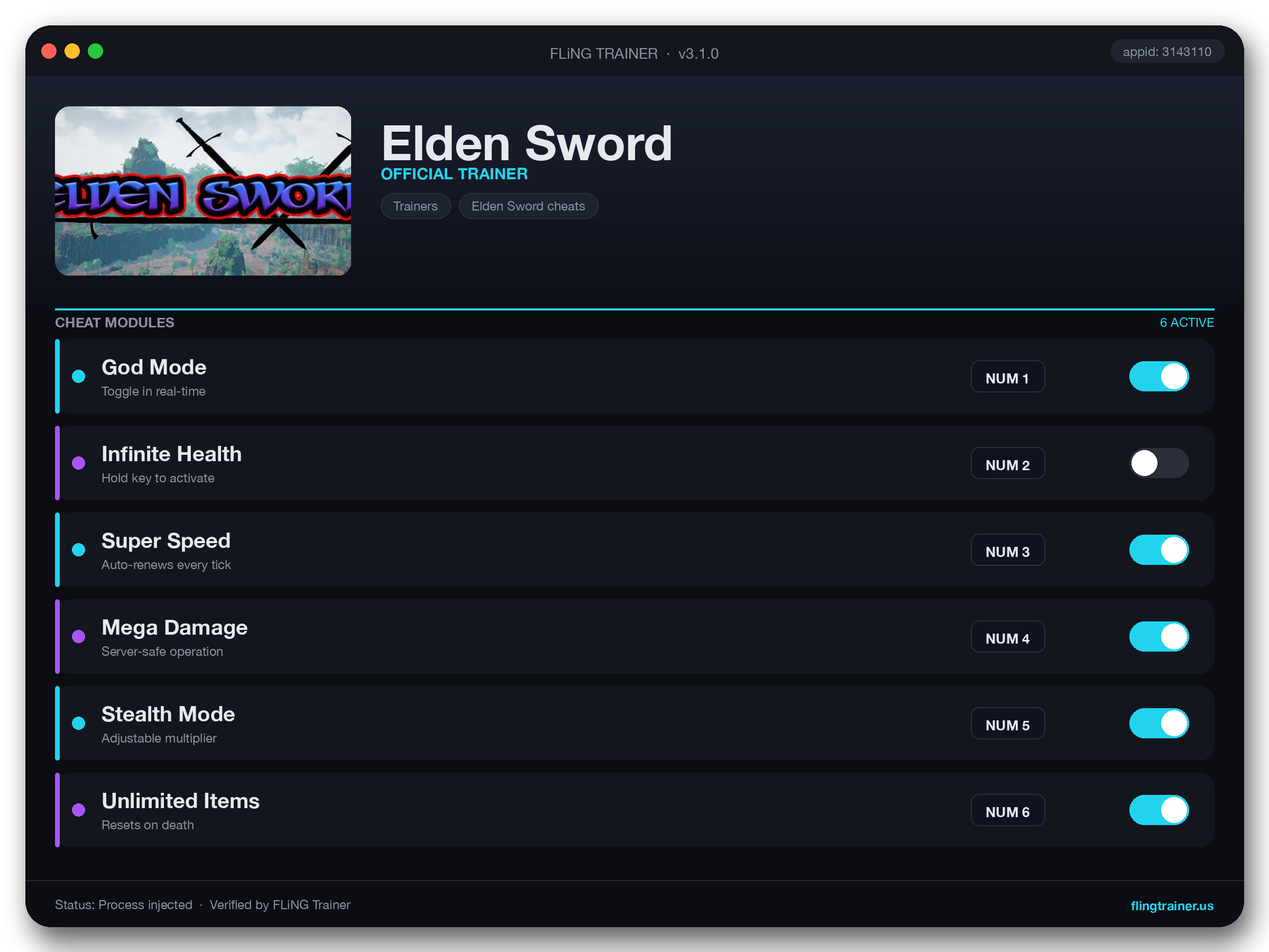 Elden Sword Trainer interface