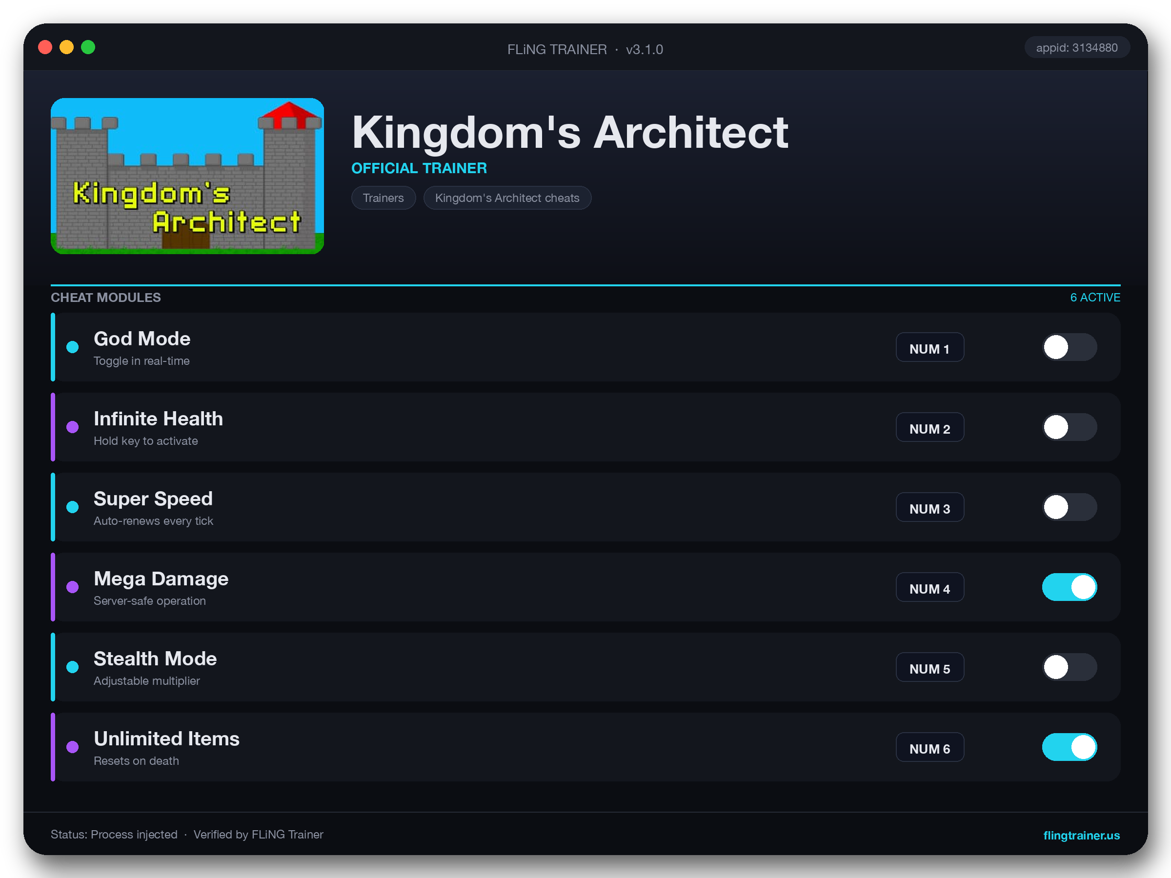 Kingdom's Architect Trainer interface