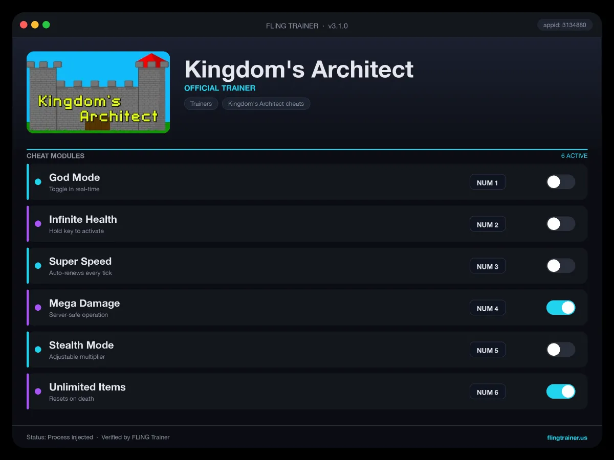 Kingdom's Architect Trainer interface