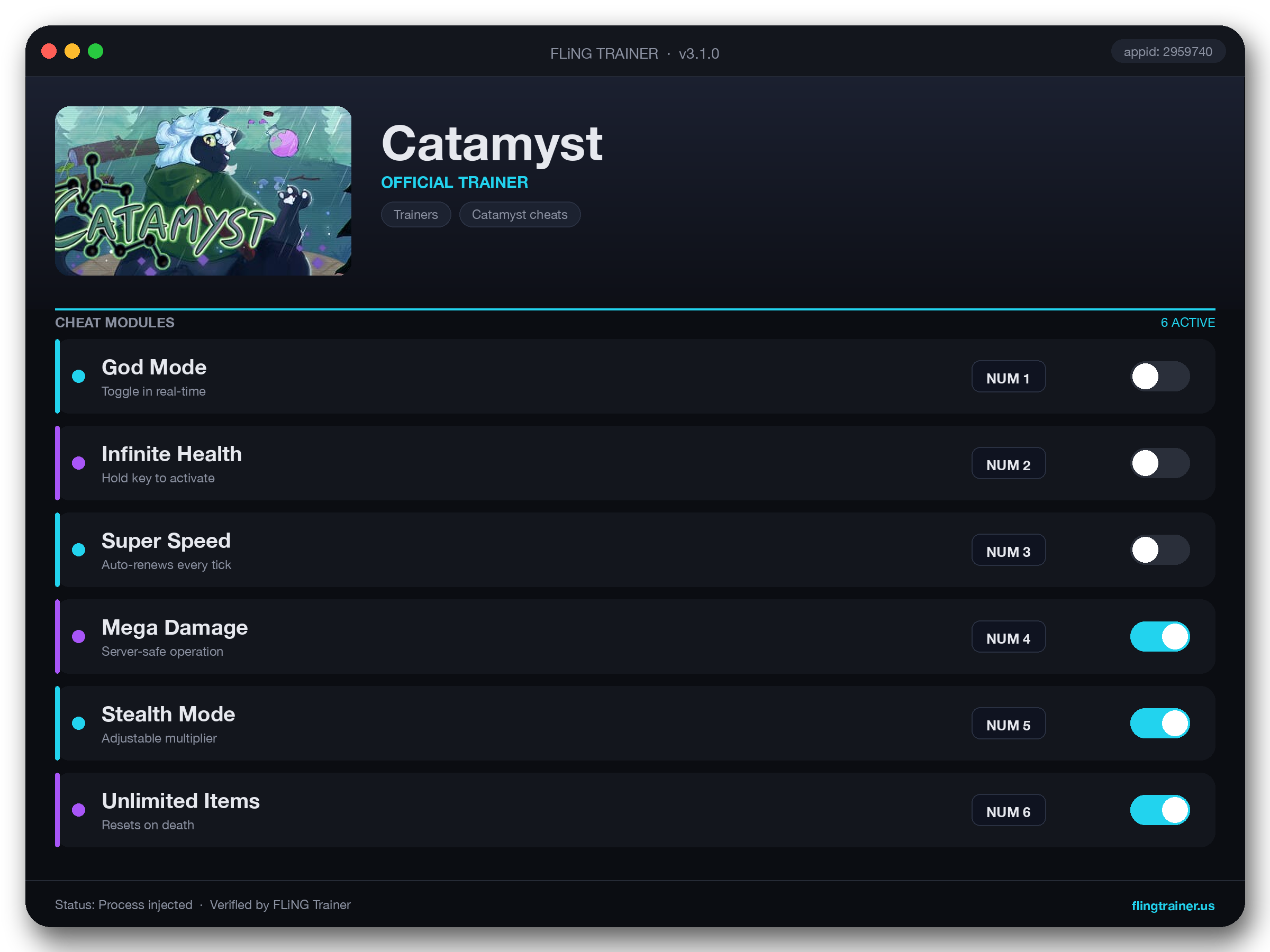 Catamyst Trainer interface